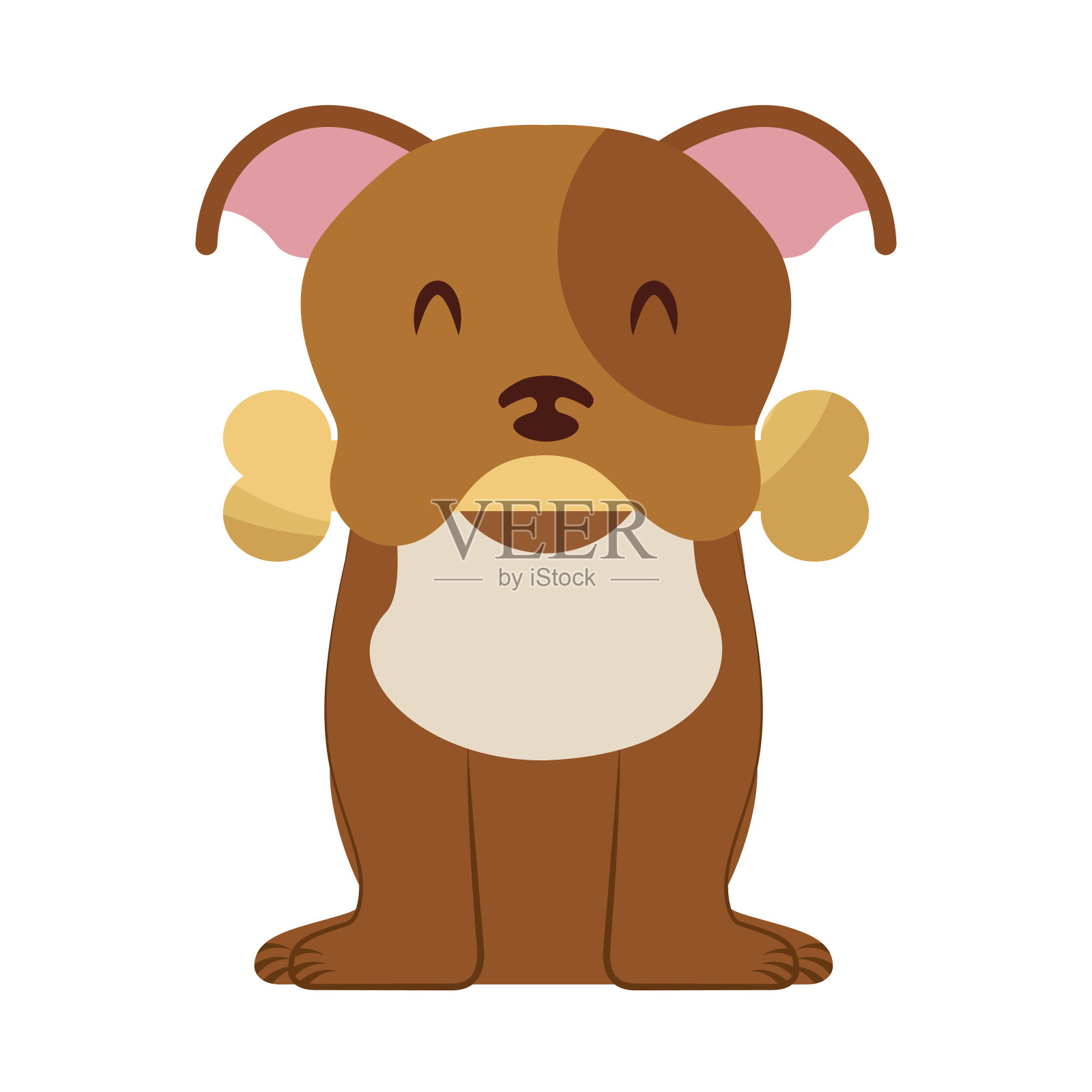 可爱的狗吉祥物和骨头设计元素图片