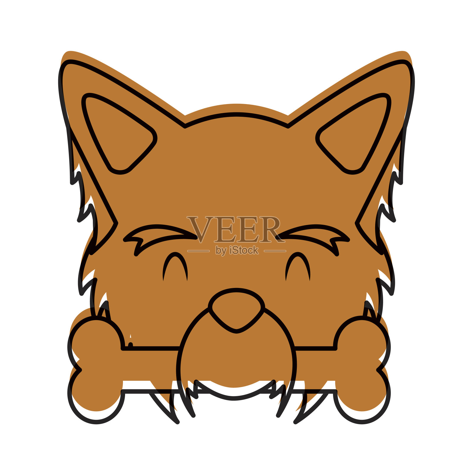 可爱的狗吉祥物和骨头设计元素图片