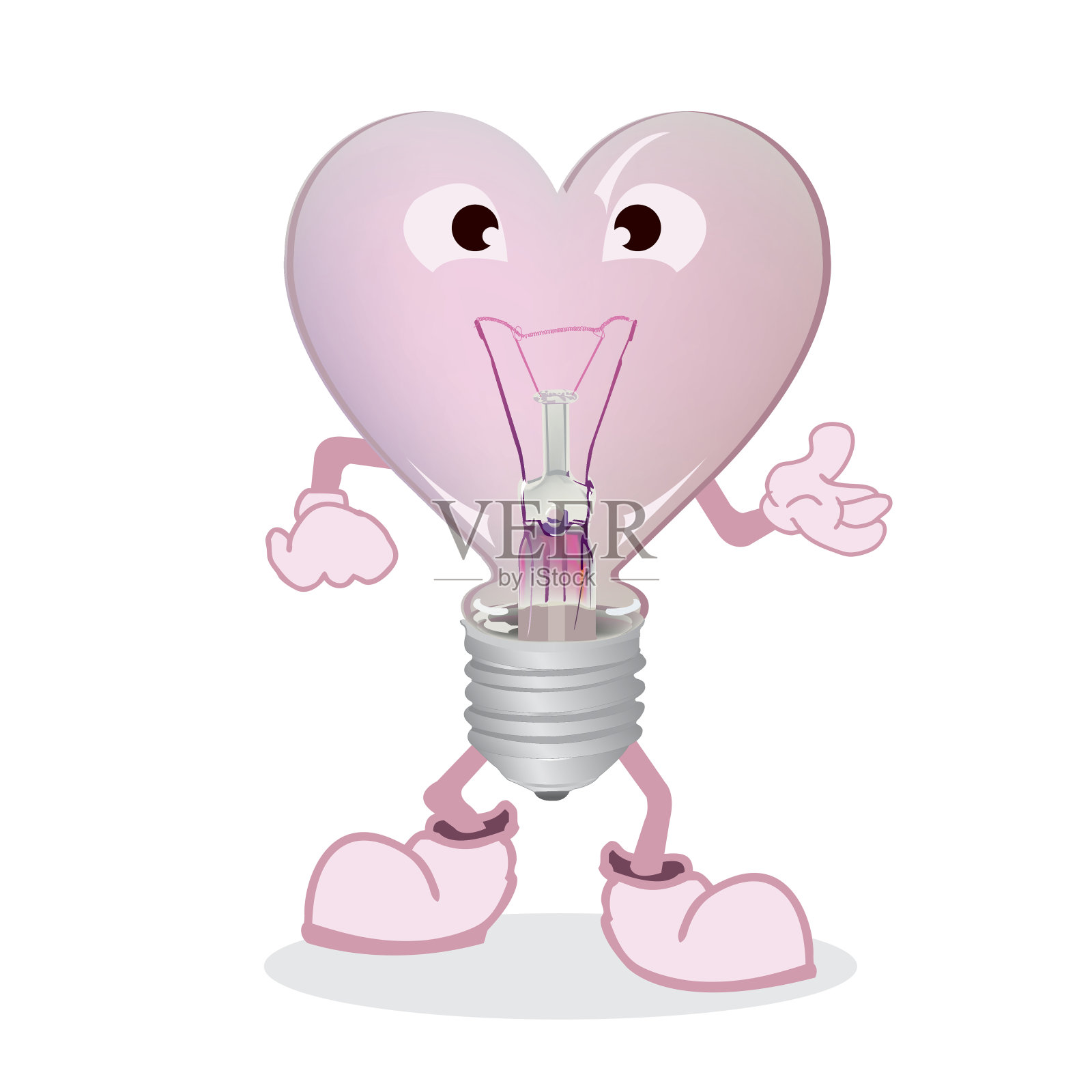 灯泡卡通心向量设计元素图片