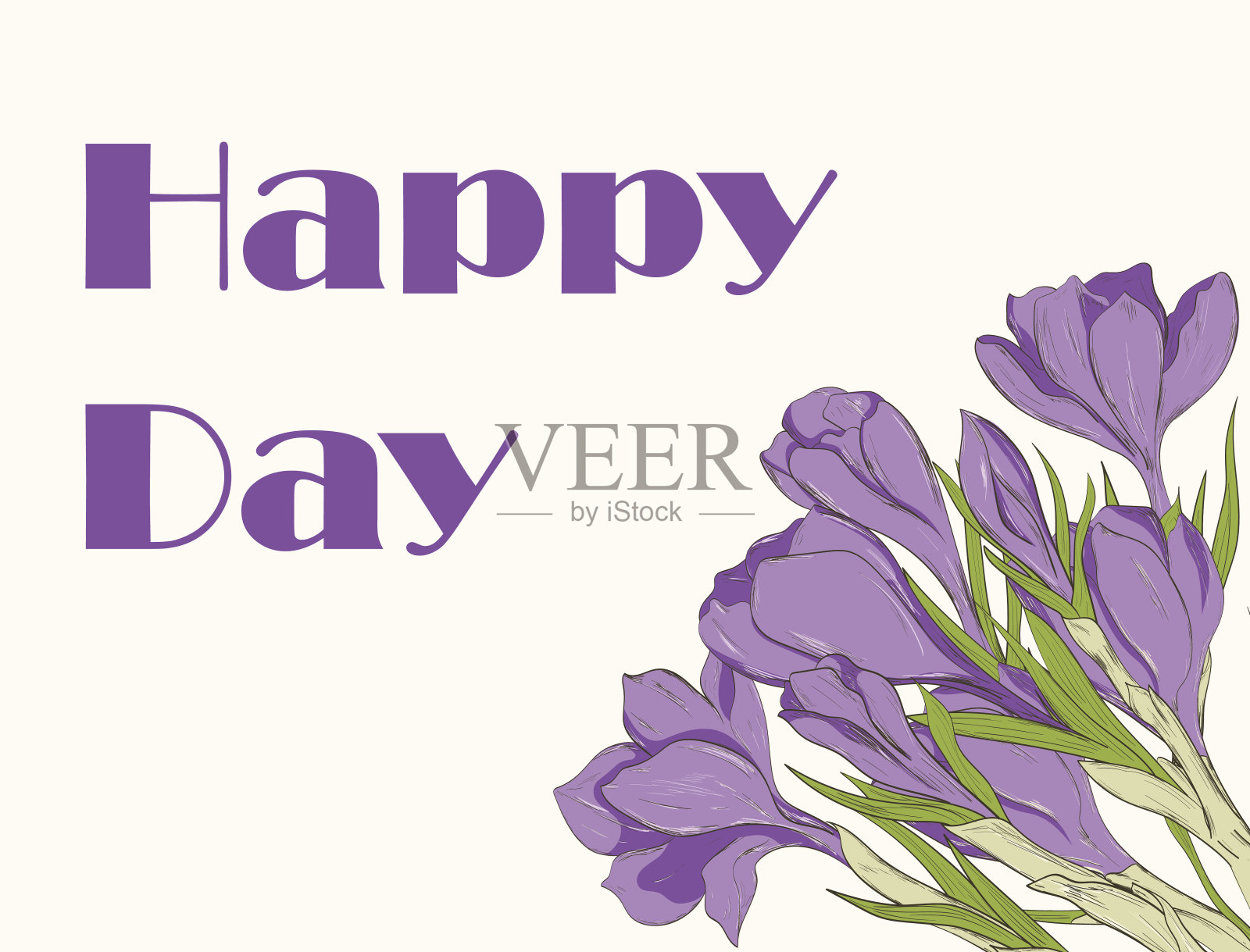 卡片上有手工绘制的番红花。插画图片素材