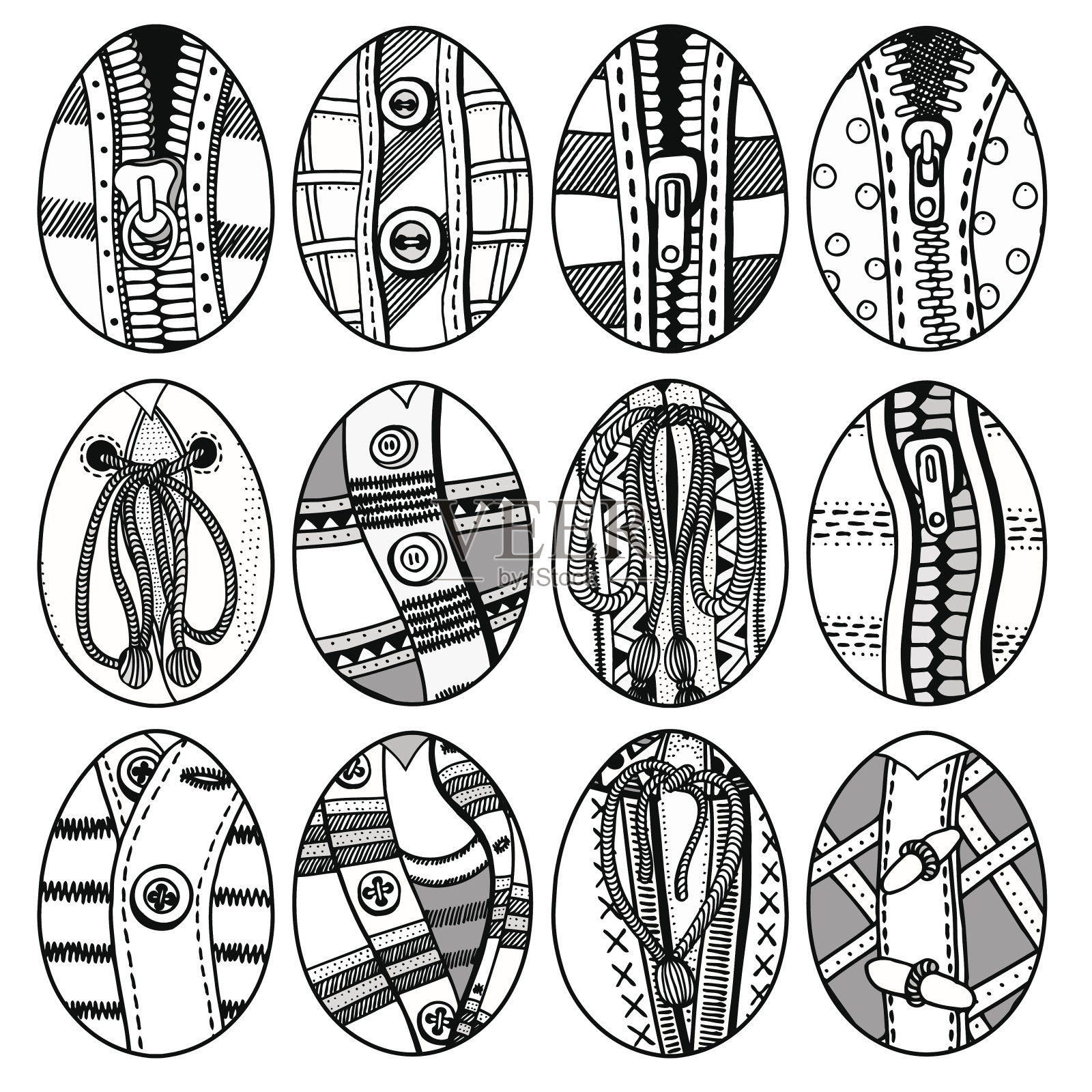 一套手绘复活节彩蛋插画图片素材