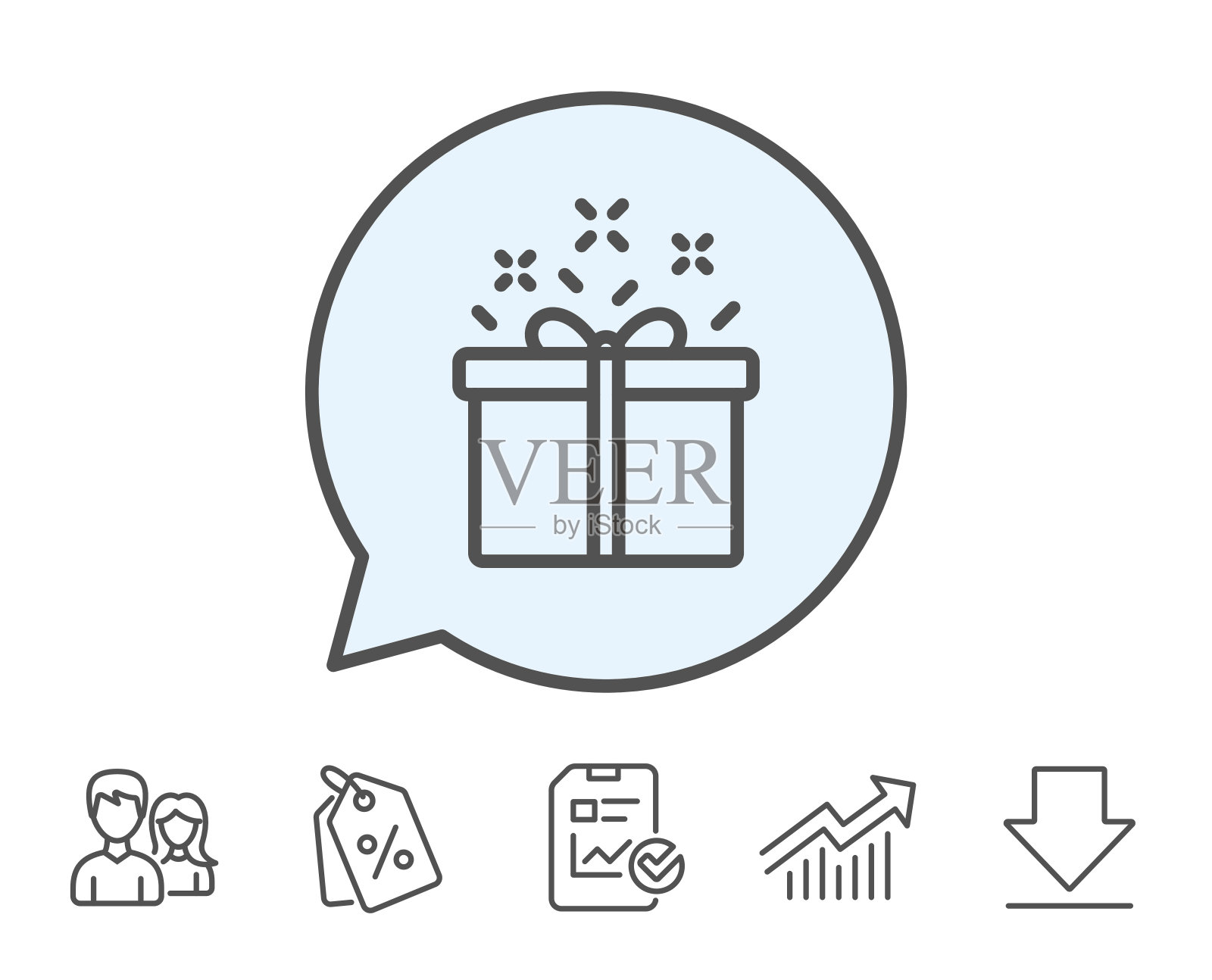 礼盒线图标。现在的迹象。插画图片素材