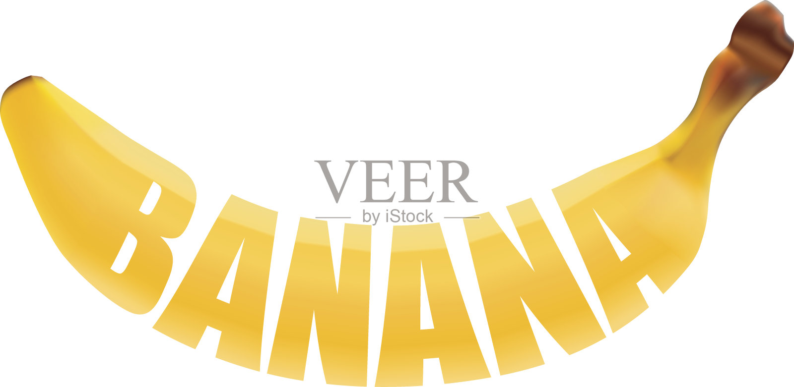 新鲜的香蕉刻字插画图片素材