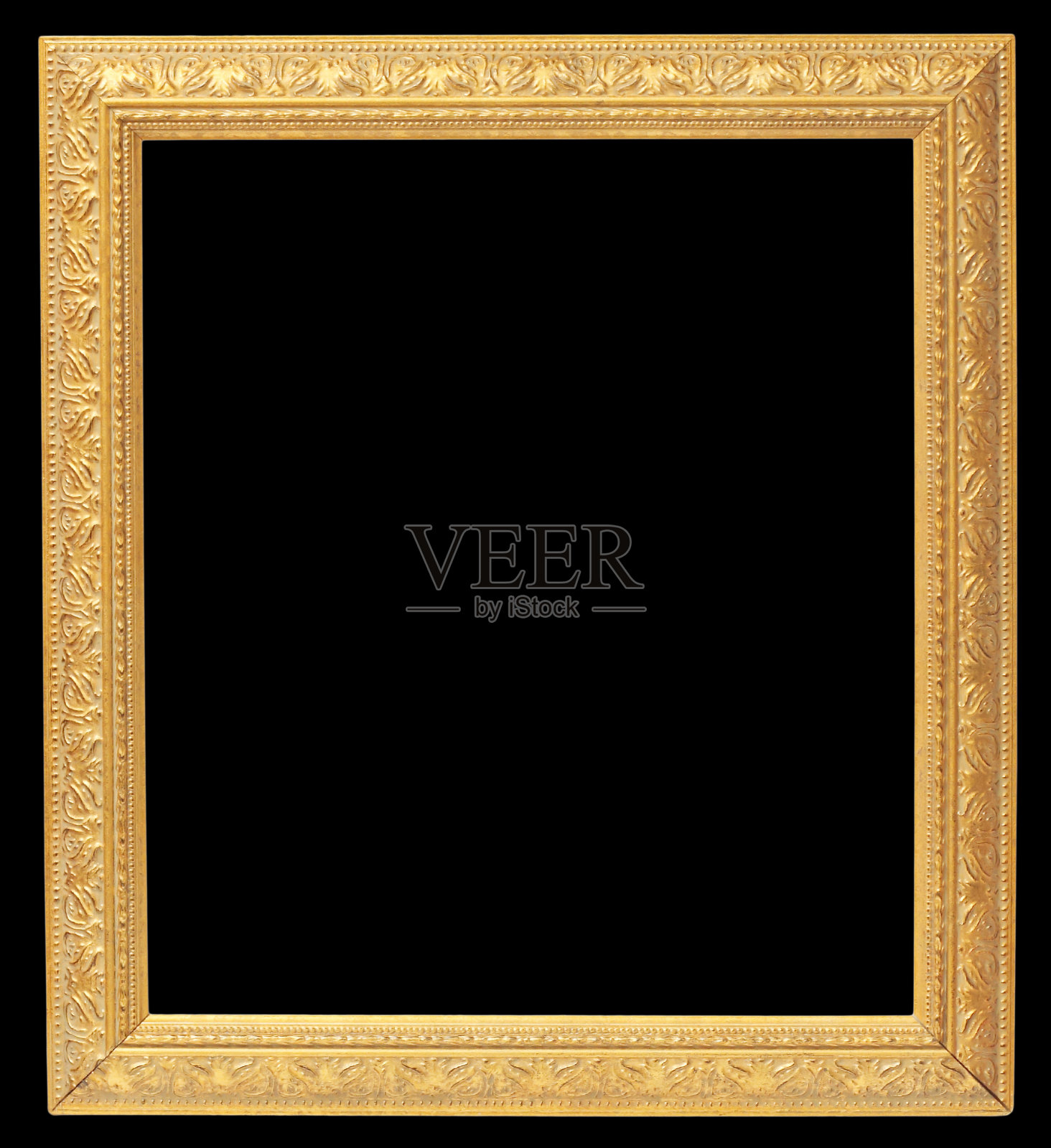 黑色背景上的古董金框照片摄影图片