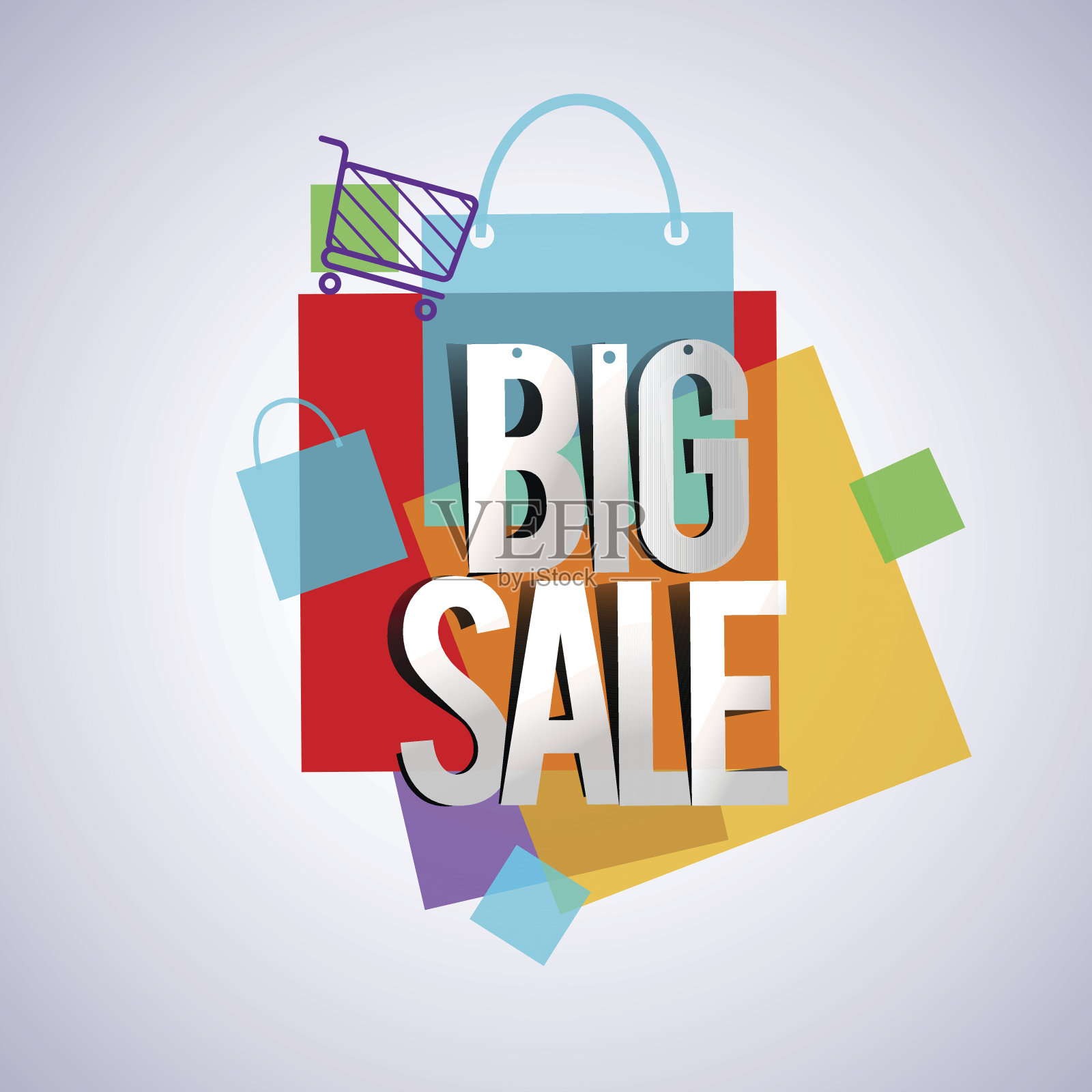 大减价折扣横幅模板设计与彩色几何背景。设计元素图片