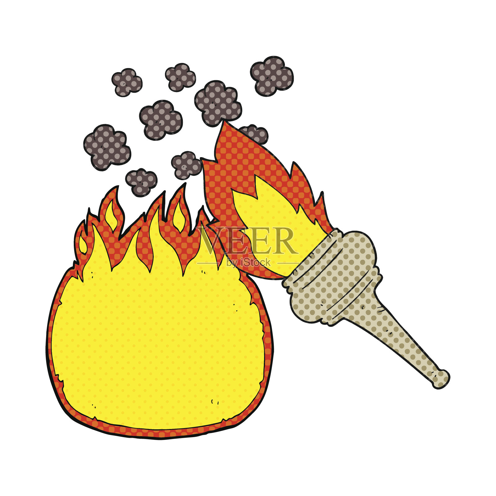 卡通燃烧的火炬设计元素图片