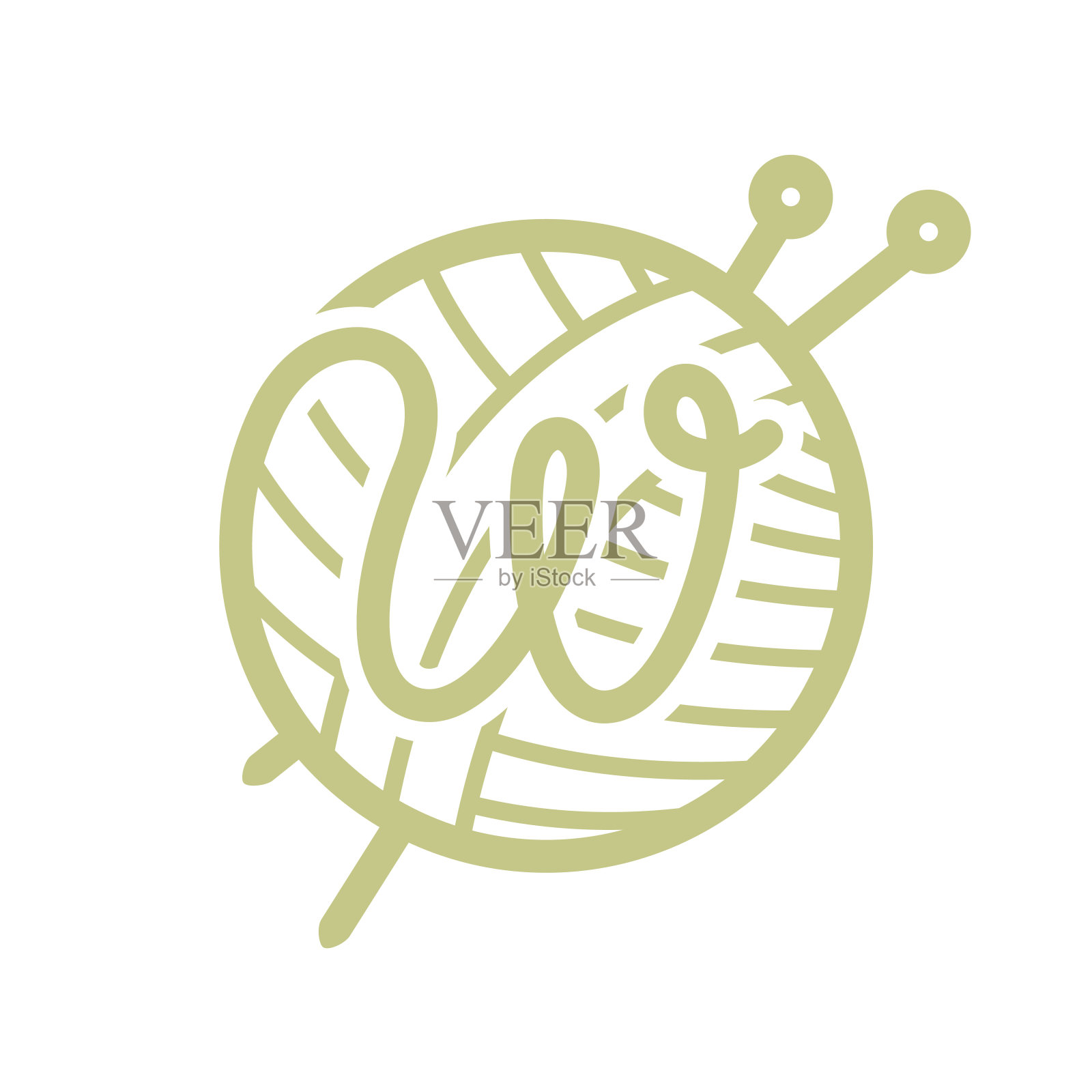 W字母图标与绞纱和针织针。插画图片素材