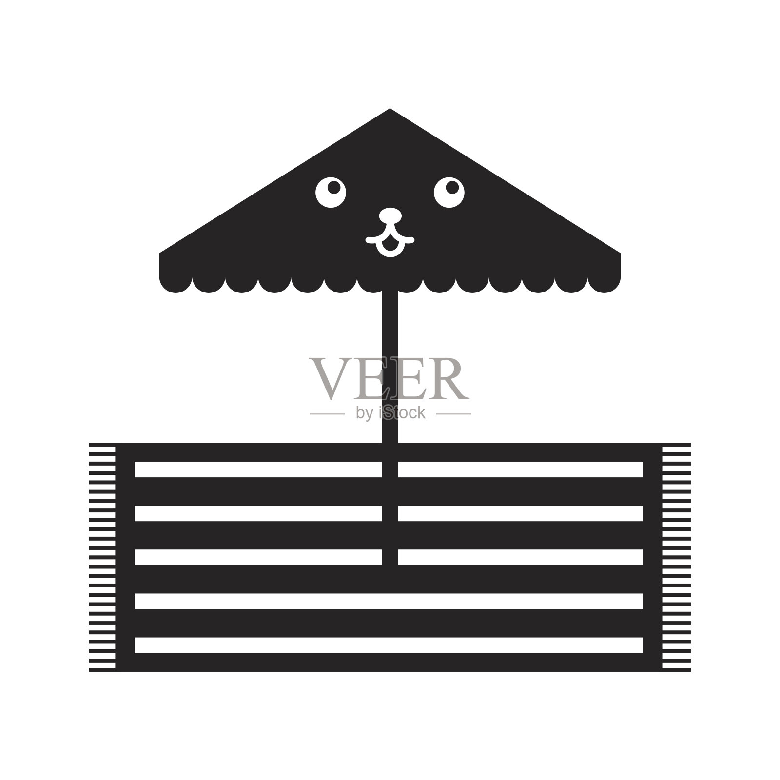 沙滩伞卡通人物插画图片素材