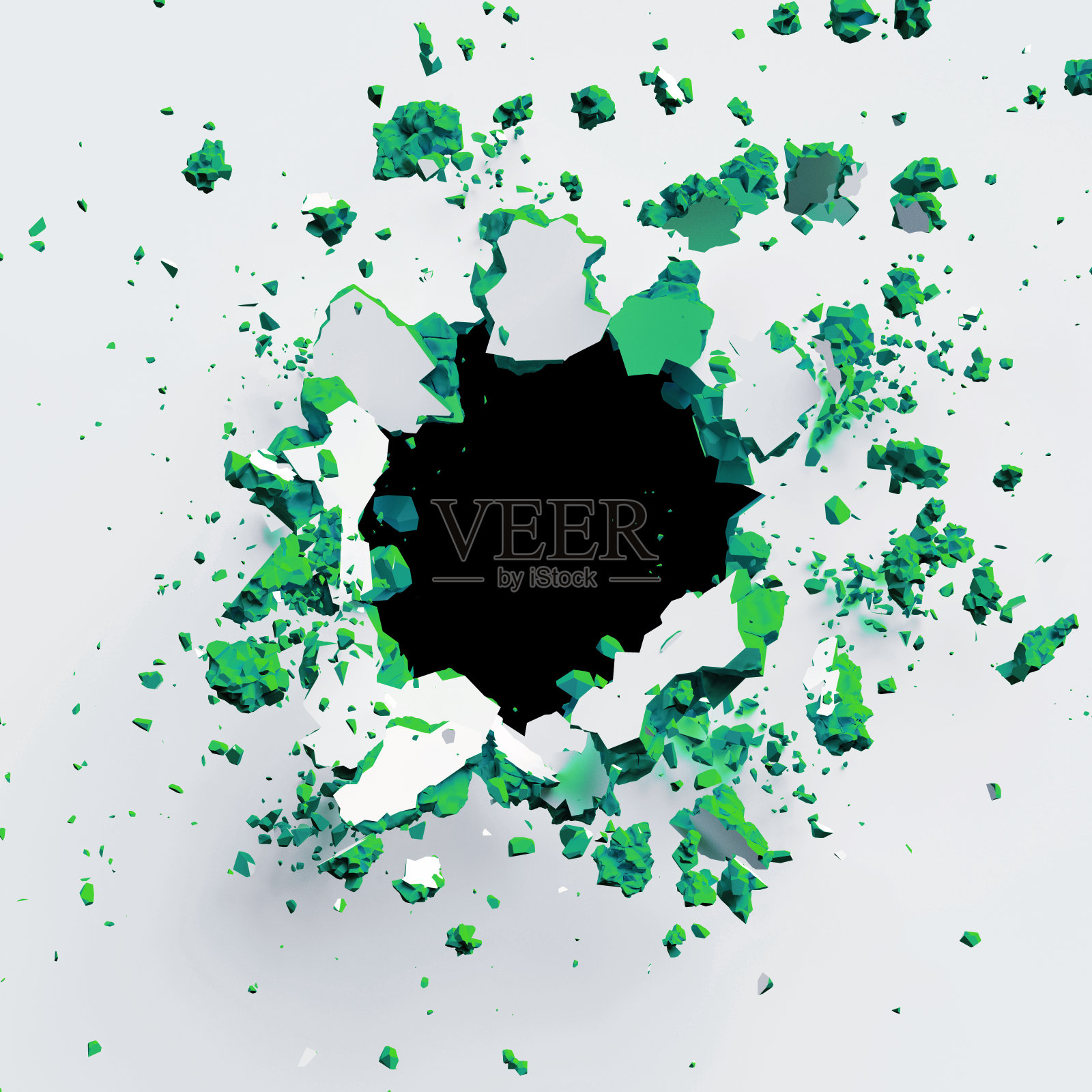 3d渲染，3d插图，爆炸，彩色墙壁，弹孔，破坏，抽象背景照片摄影图片