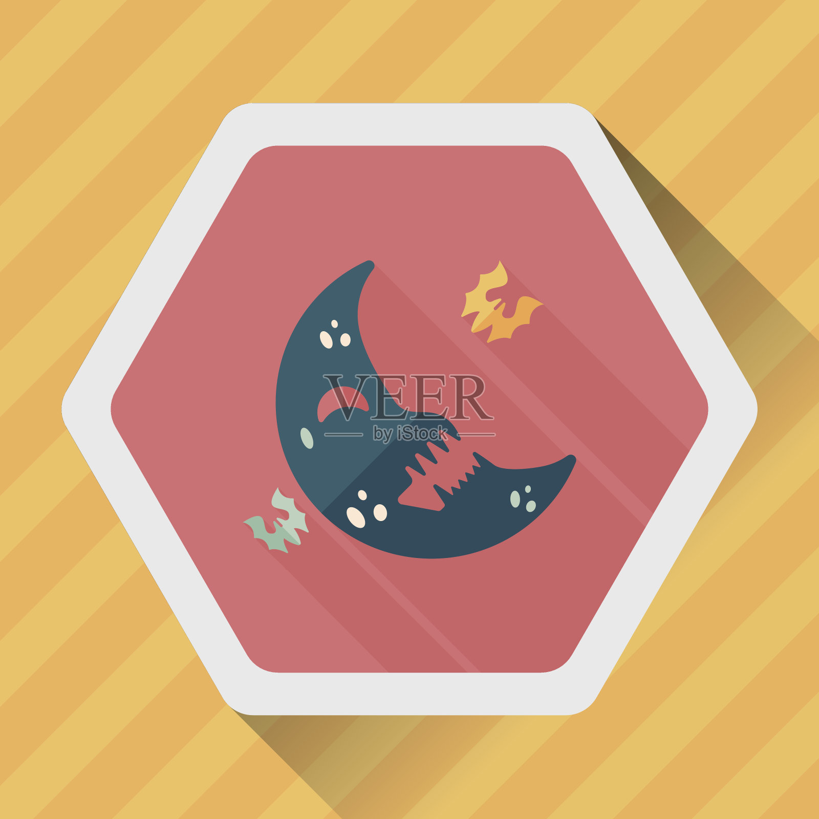 万圣节月亮与长影子的图标，eps10插画图片素材