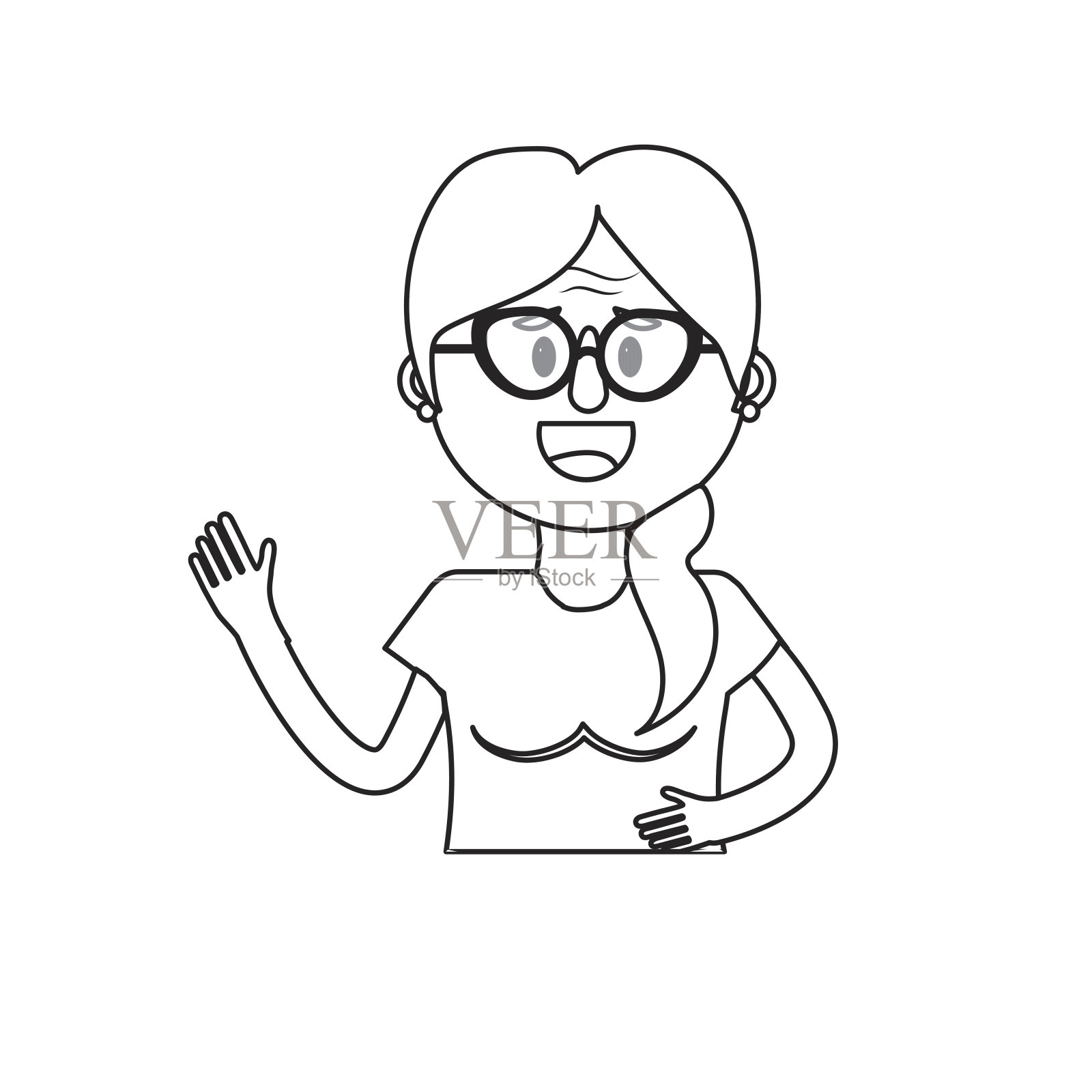 戴着眼镜、梳着发型的老妇人设计元素图片