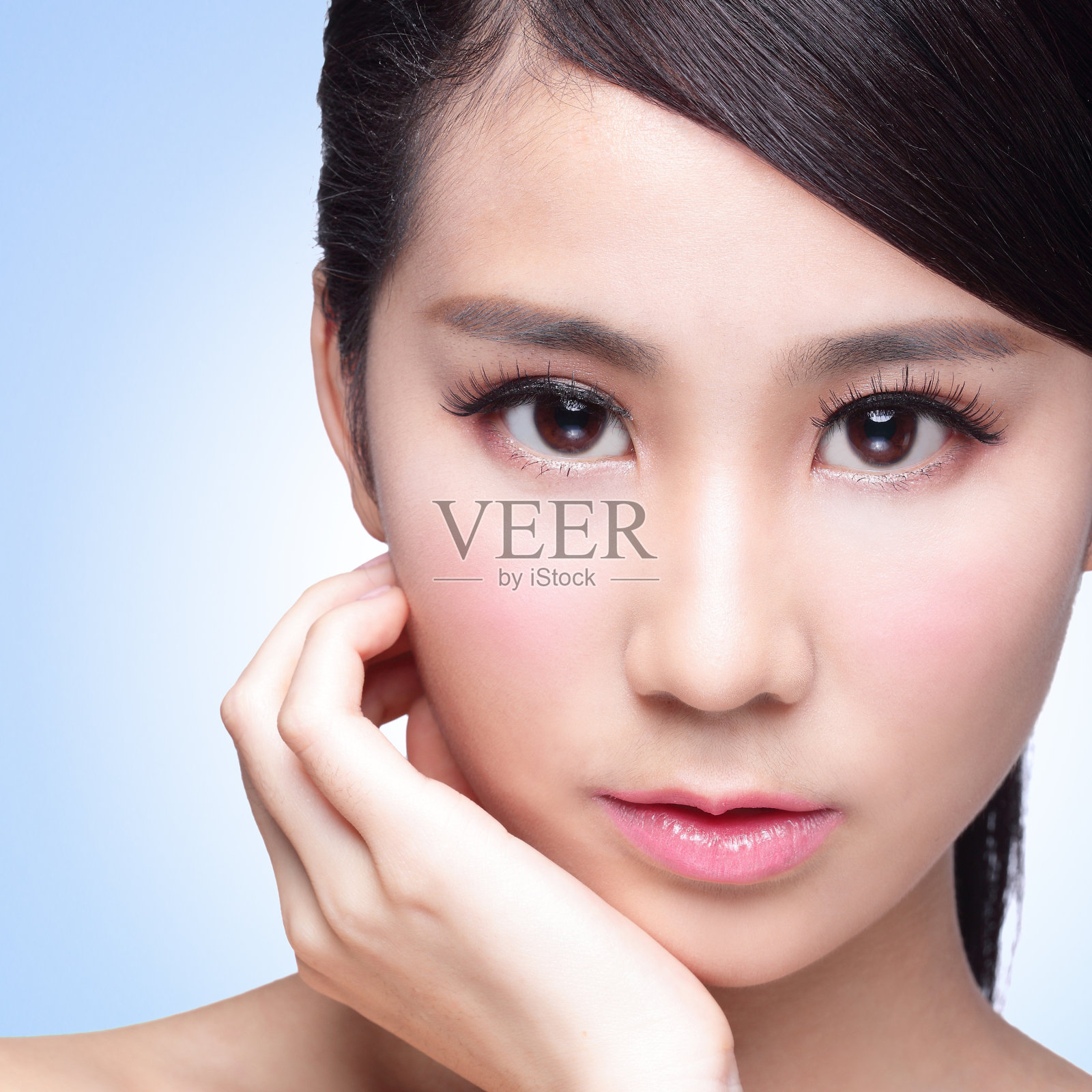 美丽的皮肤护理女人的脸照片摄影图片