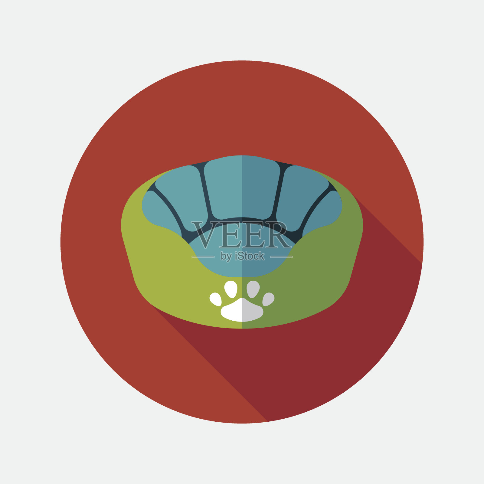 宠物床平面图标与长影子，eps10插画图片素材