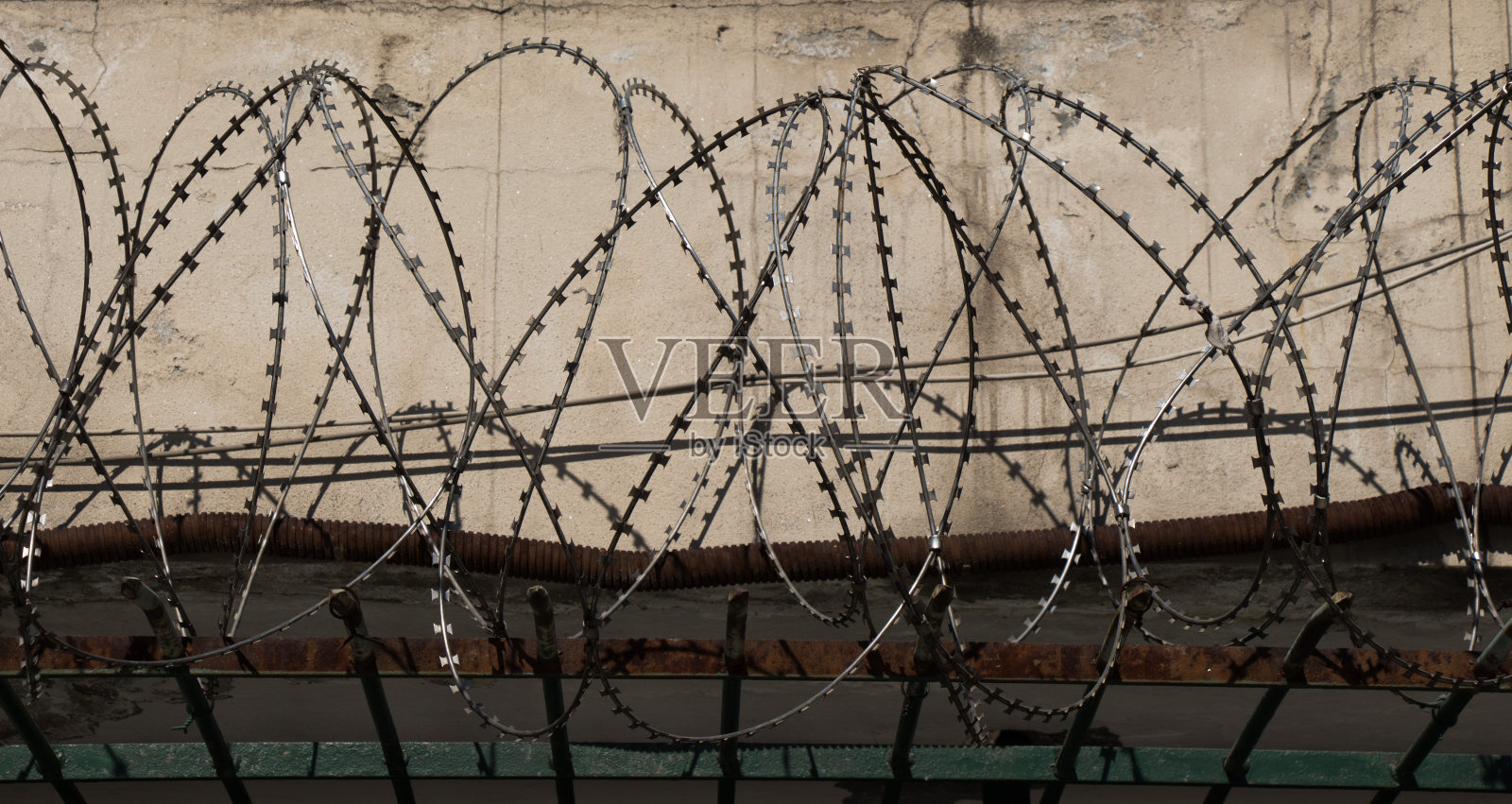 用于保护的带刺篱笆照片摄影图片