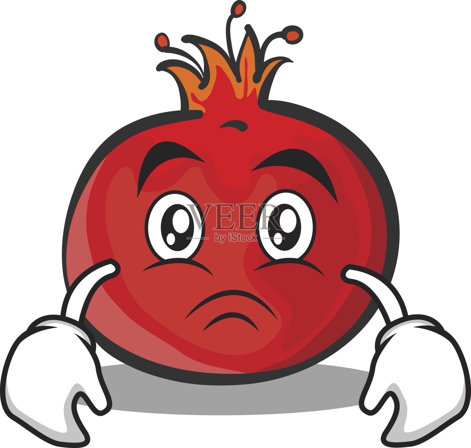 悲伤的脸石榴卡通人物风格矢量插图设计元素图片