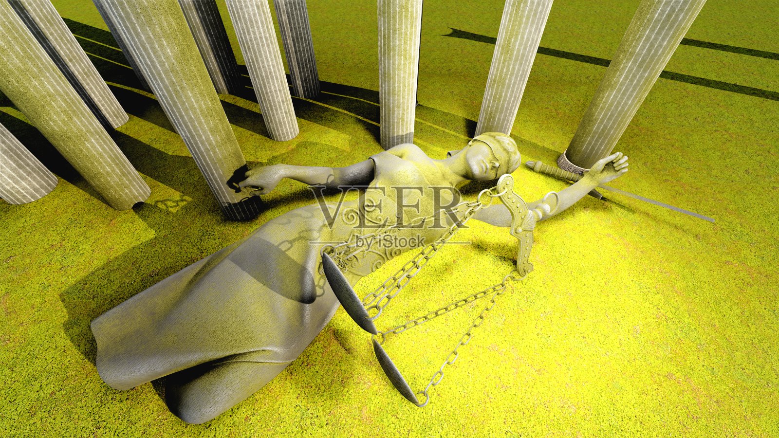 破碎的正义女士3d渲染照片摄影图片