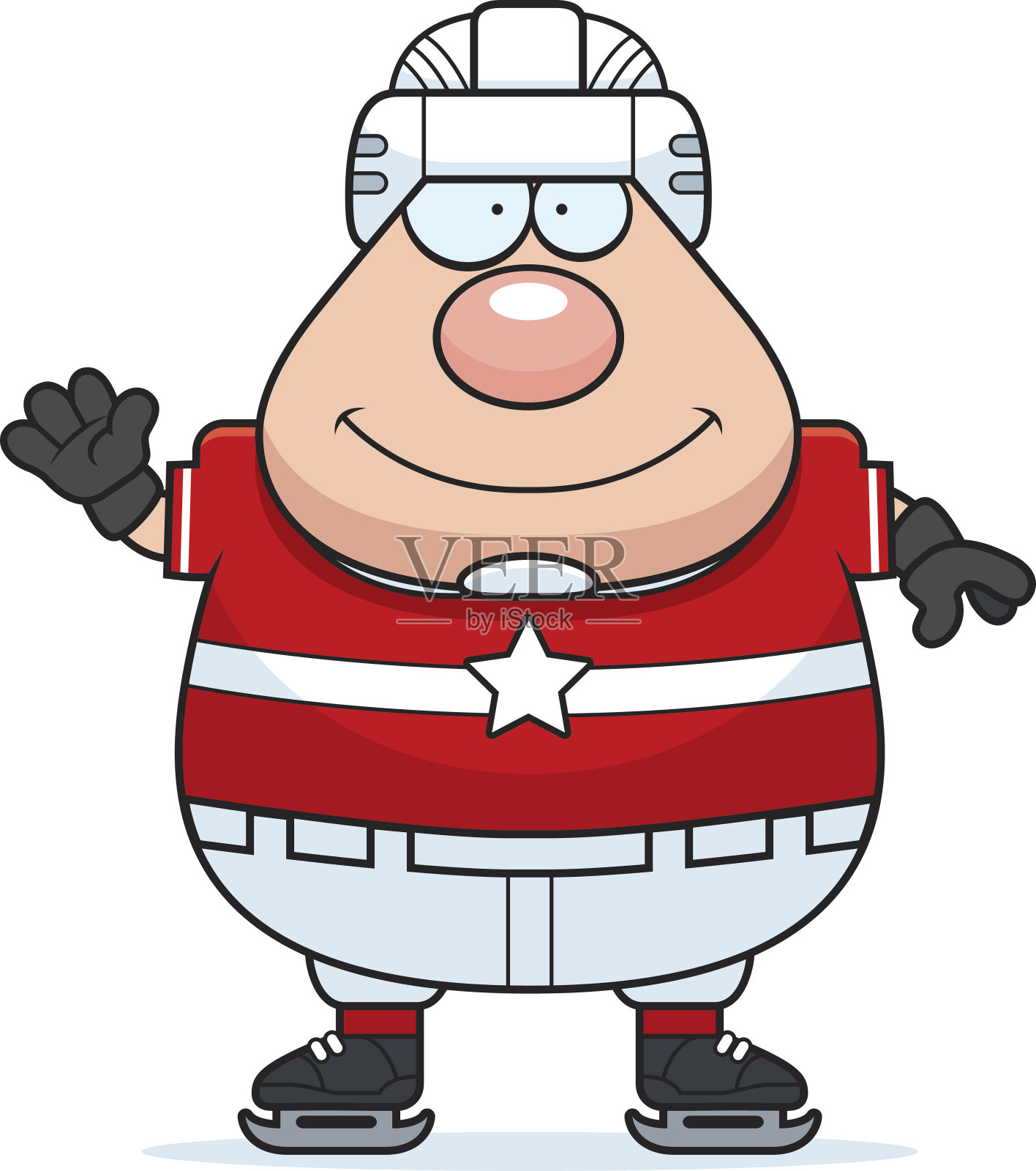 挥舞的卡通曲棍球运动员插画图片素材