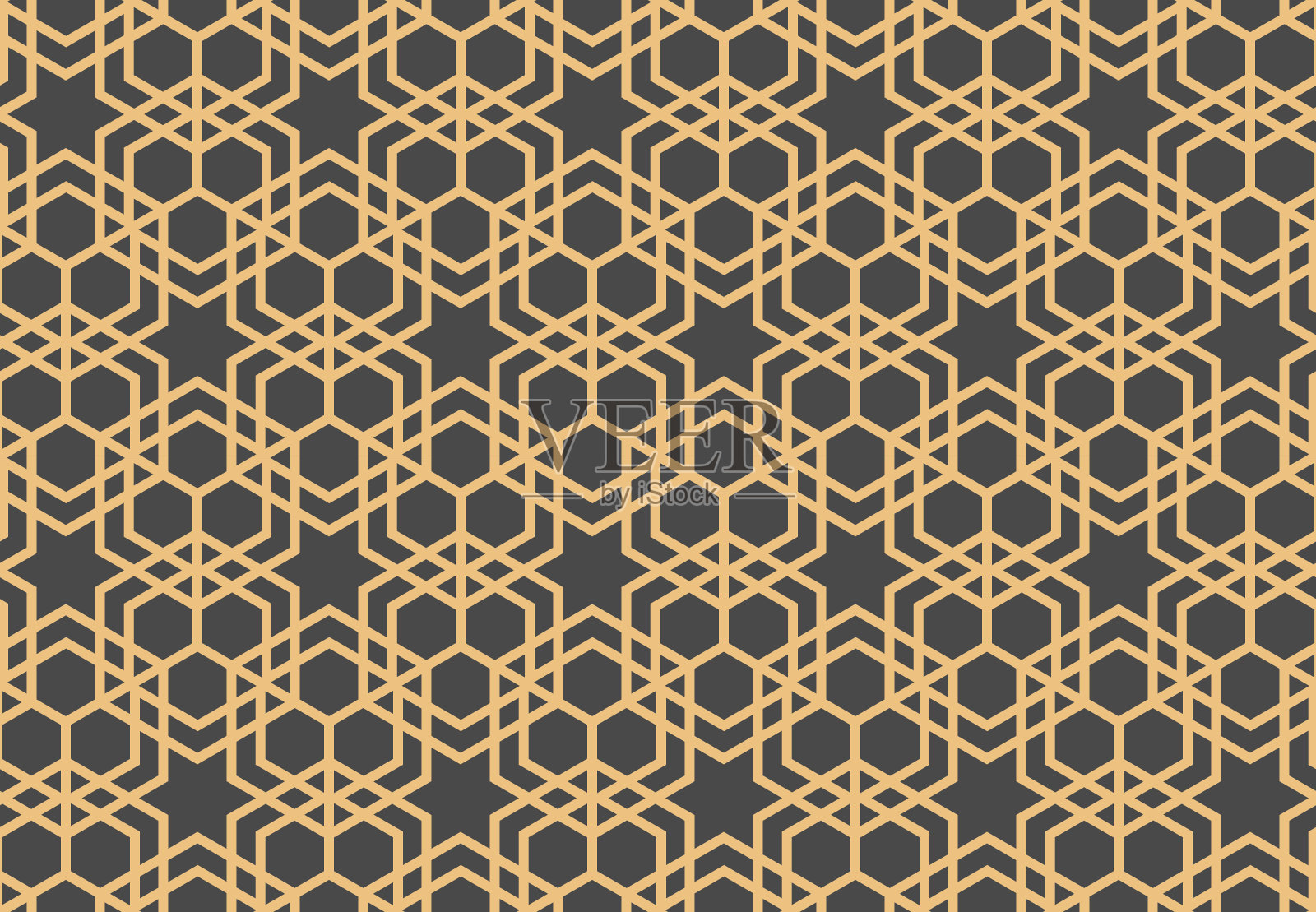 无缝图案抽象拼接与几何装饰复古亚洲风格插画图片素材