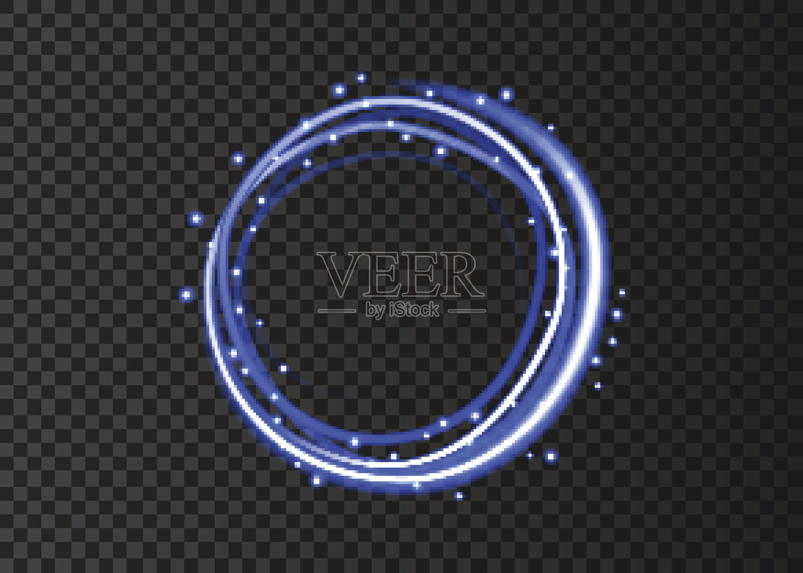 蓝色闪亮的圈与魔法闪闪发光。设计元素图片