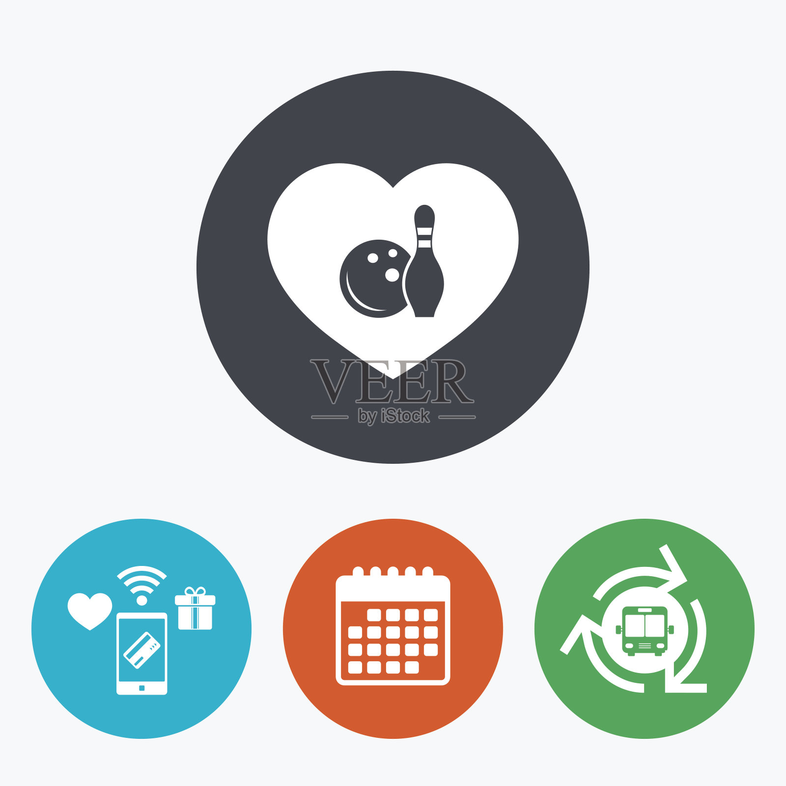 爱保龄球游戏图标。带销钉的球。图标素材