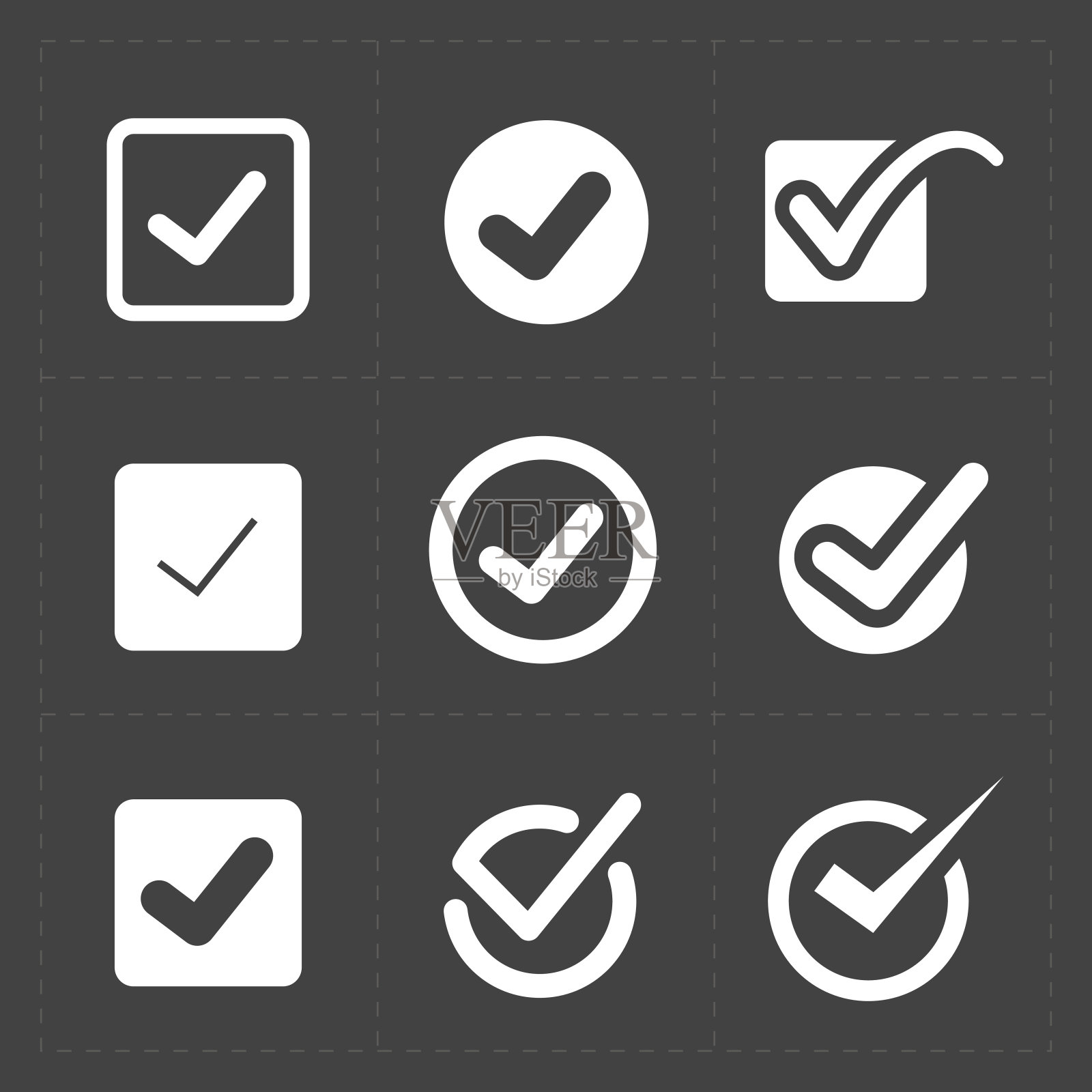 向量白色确认图标设置图标素材