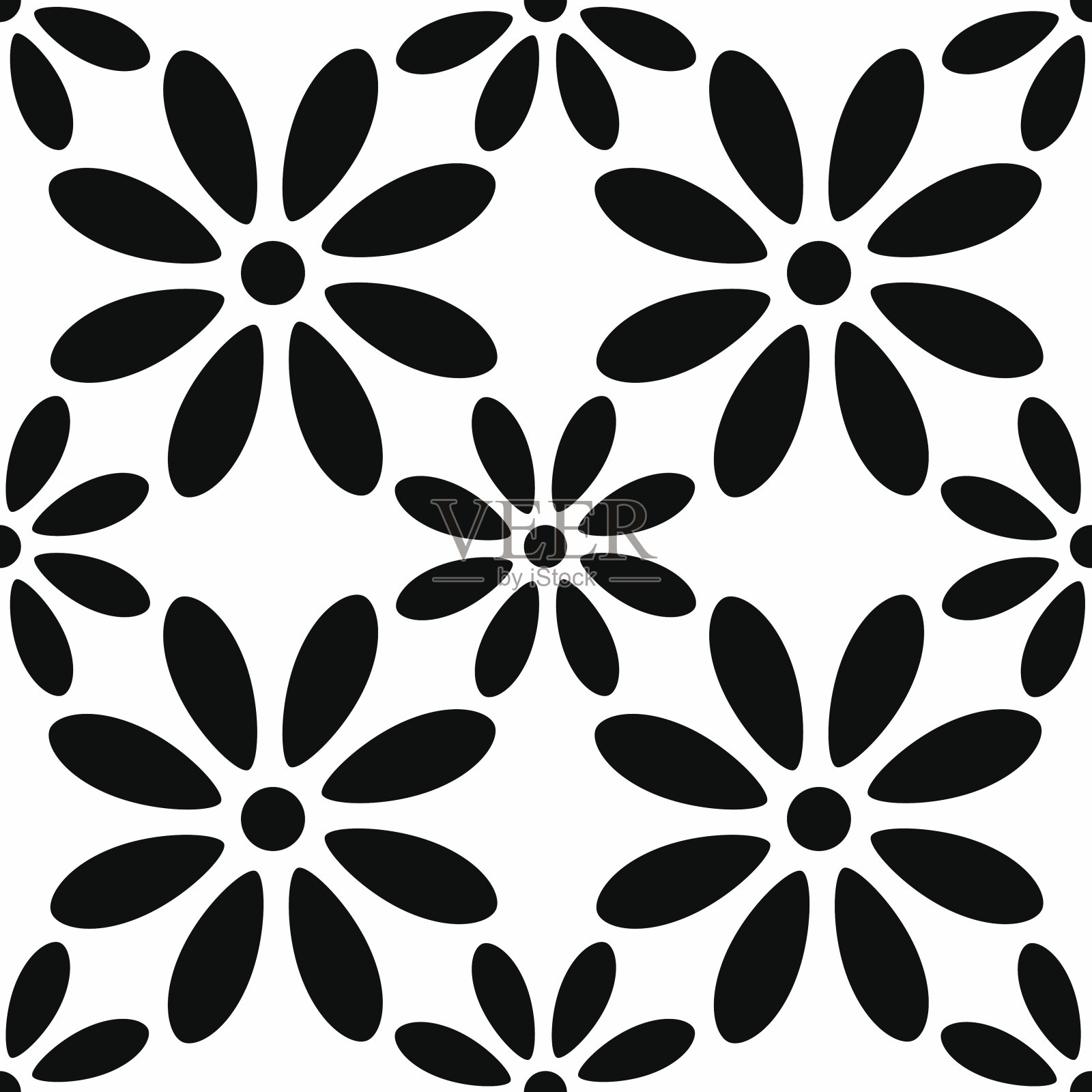 无缝模式与轮廓雏菊花插画图片素材