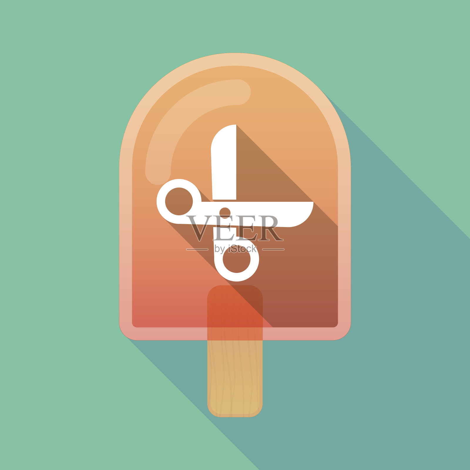 长影冰淇淋用剪刀插画图片素材