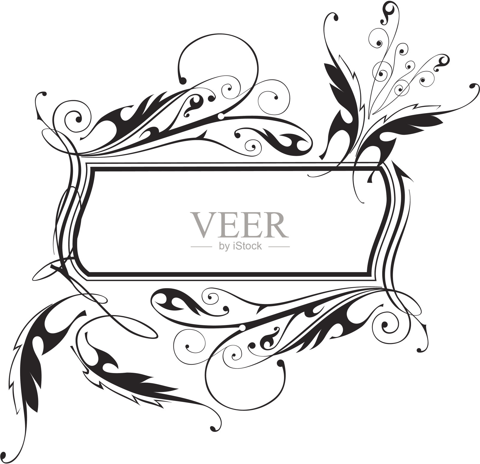 复古花框-花装饰和蝴蝶插画图片素材