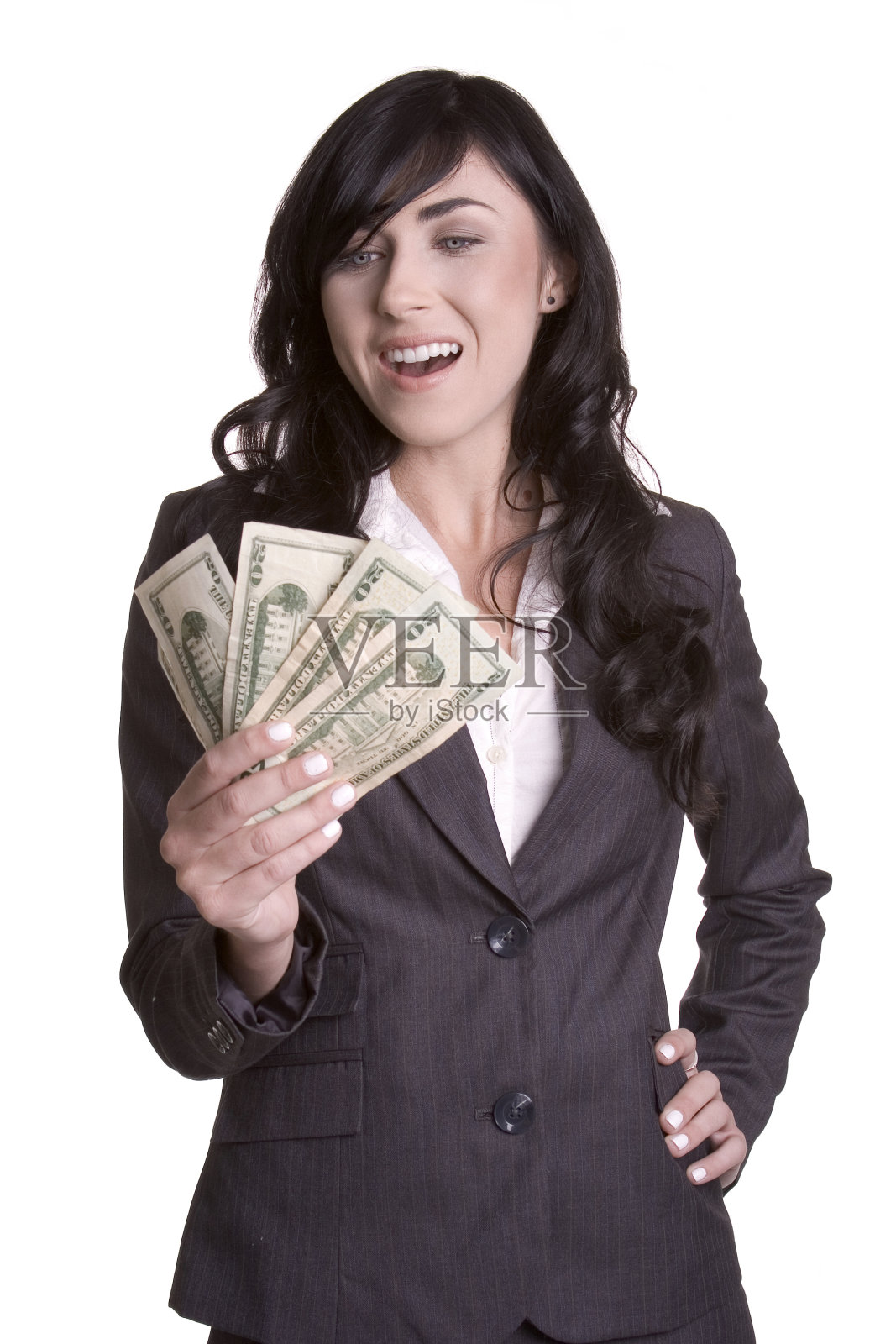 女人用现金照片摄影图片