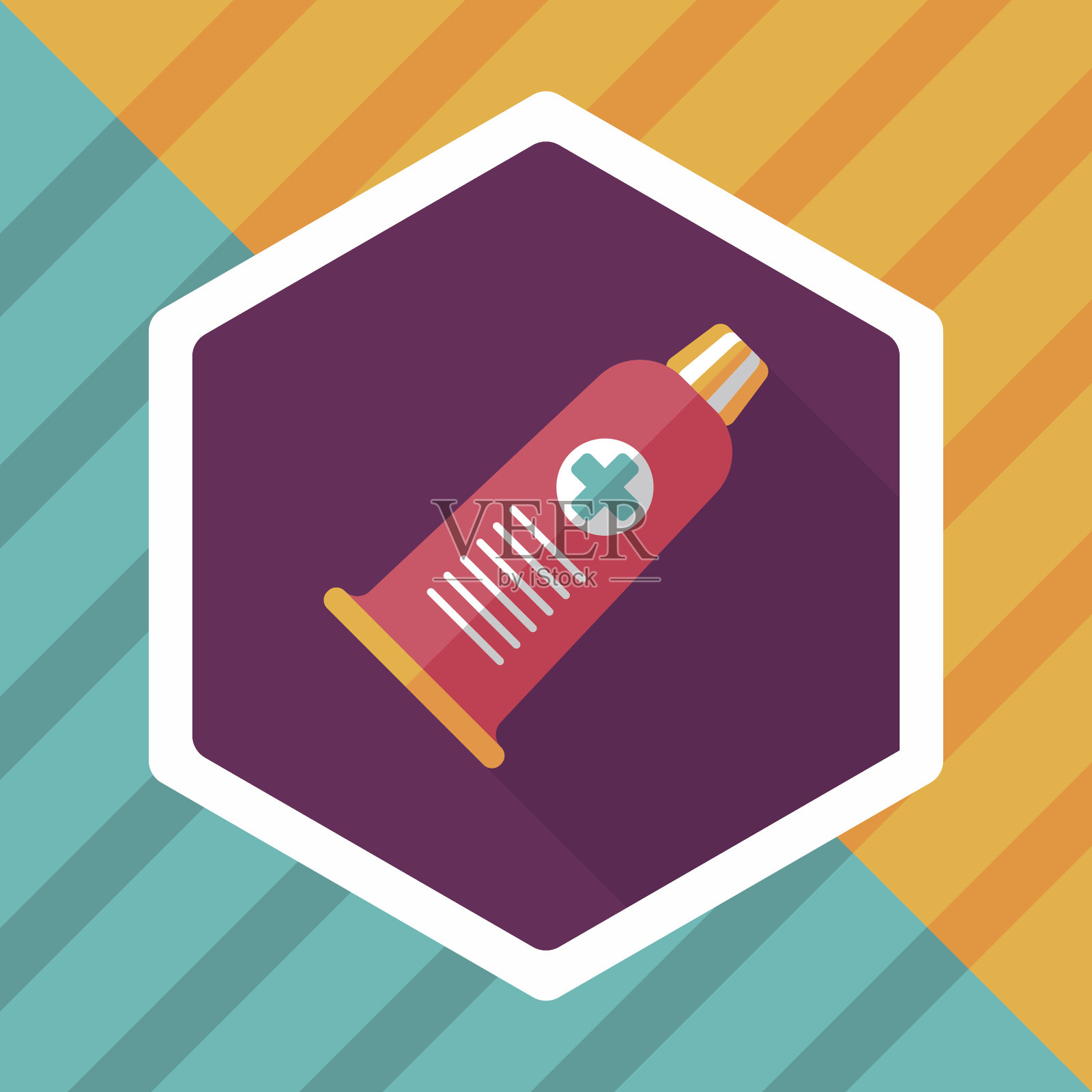 管平图标与长阴影插画图片素材