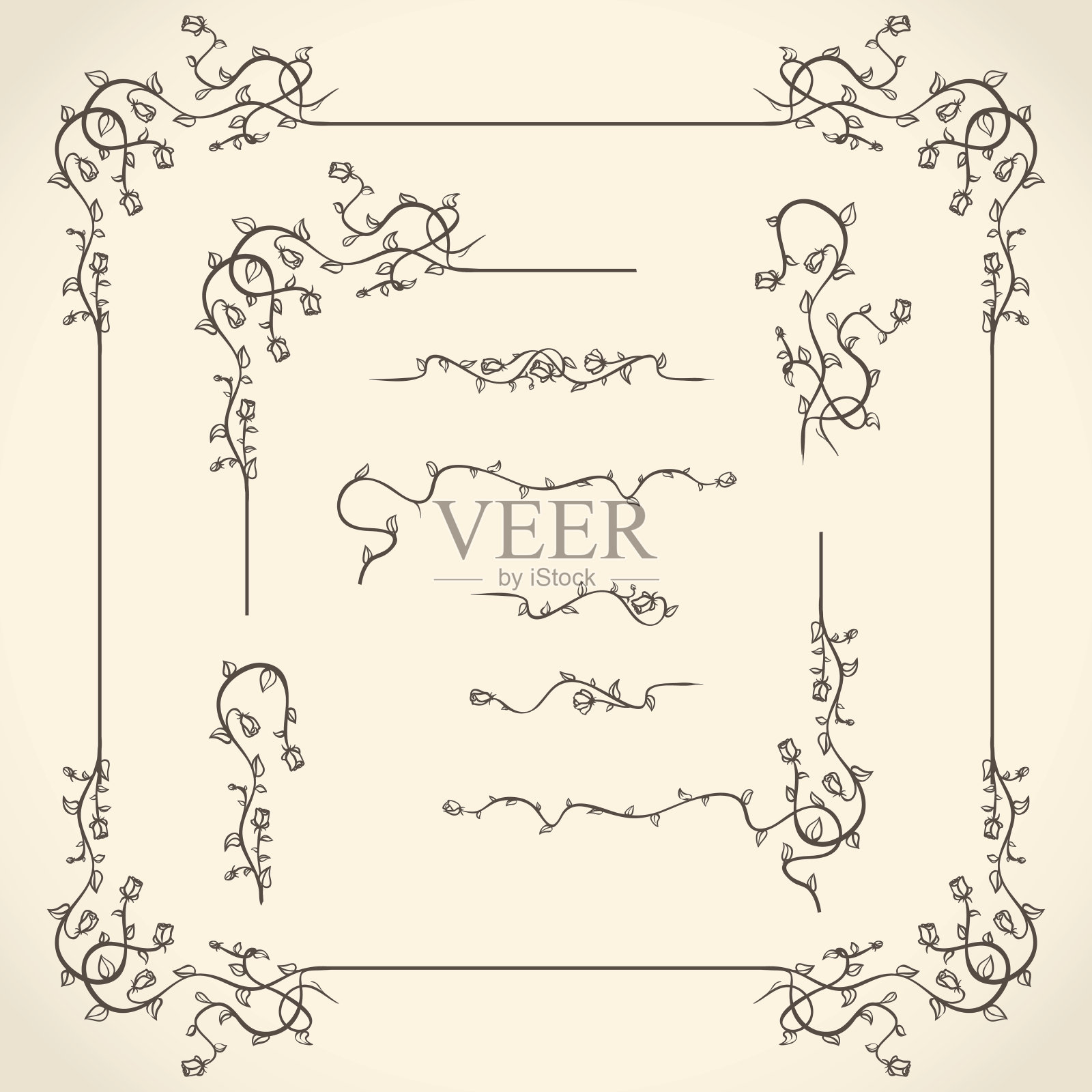 花的角落，边界和框架插画图片素材