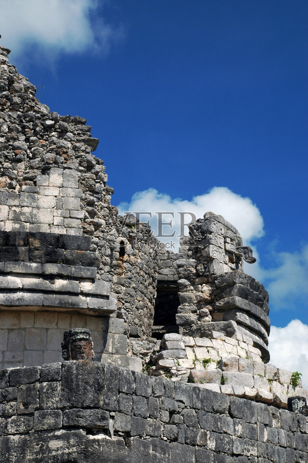 古代玛雅观测站遗址的特写照片摄影图片