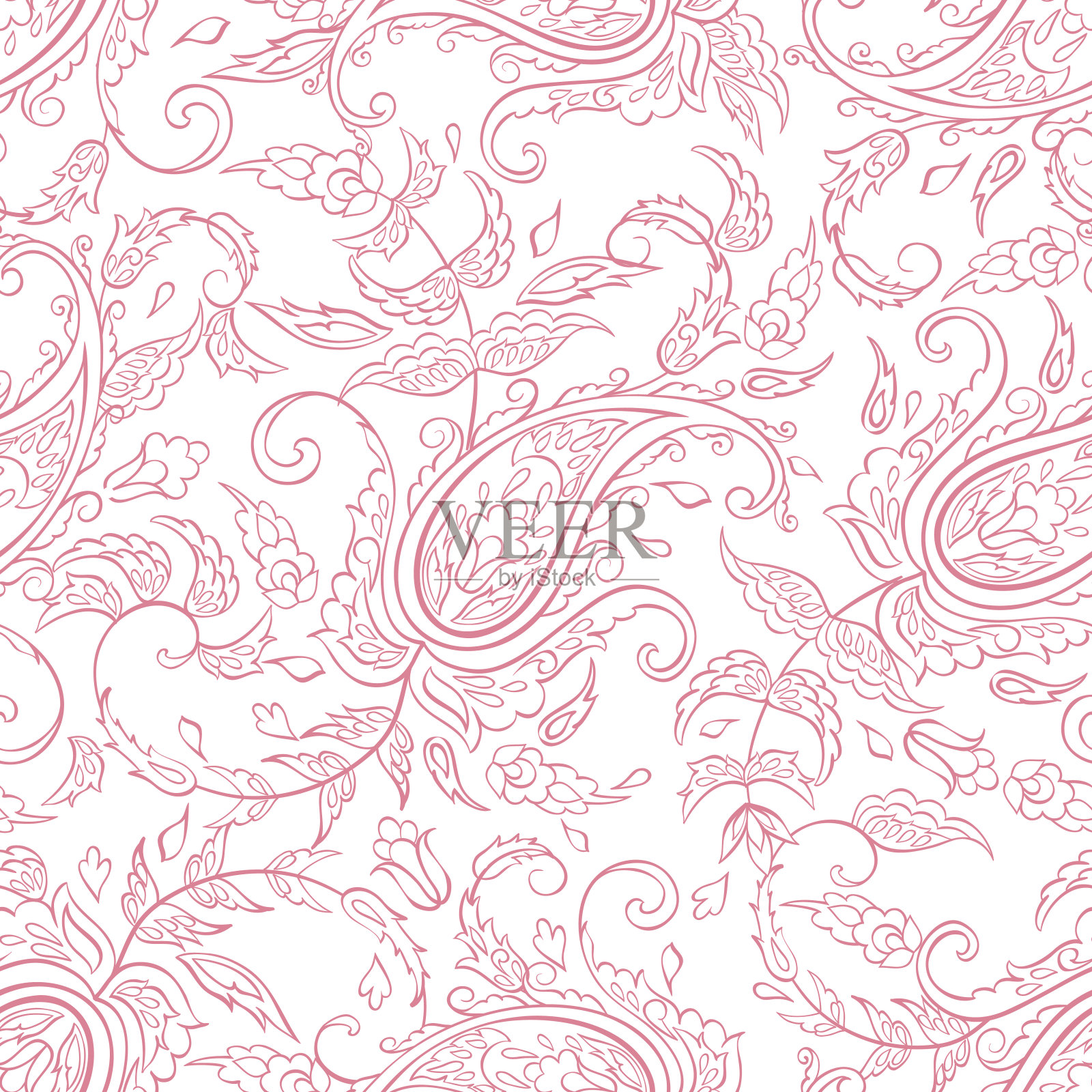 佩斯利无缝纺织图案在亚洲蜡染风格插画图片素材