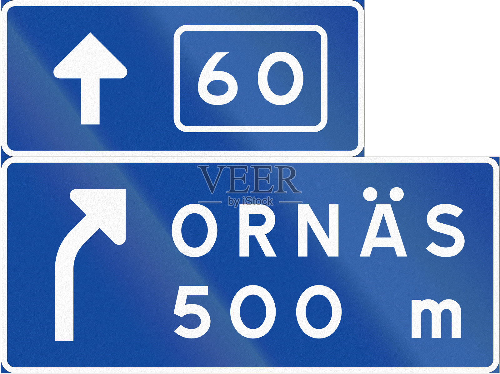 在瑞典使用的路标。从高速公路或高速公路以外的其他道路出口前进方向标志设计元素图片