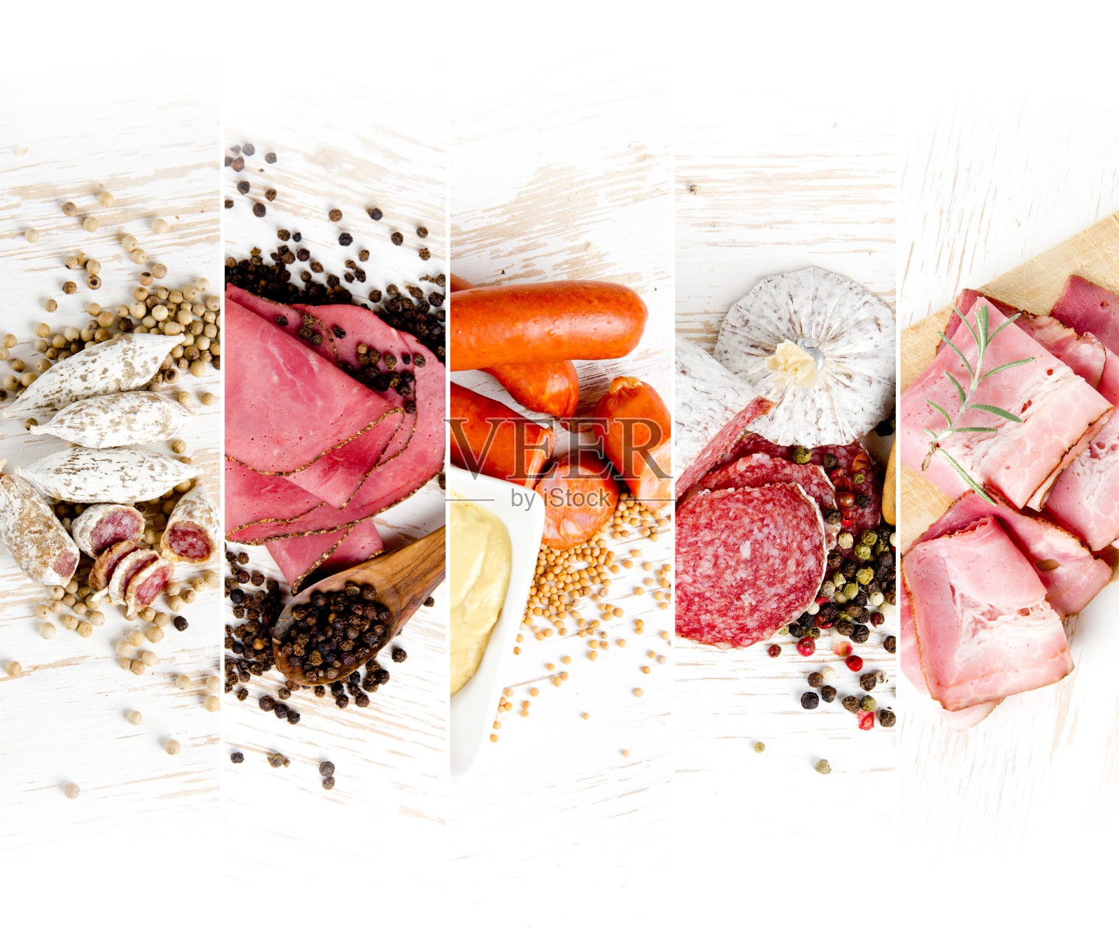 火腿和意大利香肠混合照片摄影图片