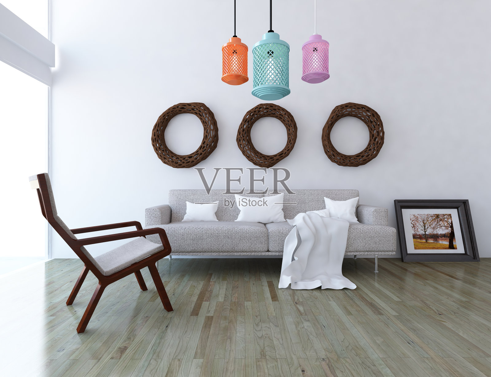 室内设计一个明亮的房间照片摄影图片