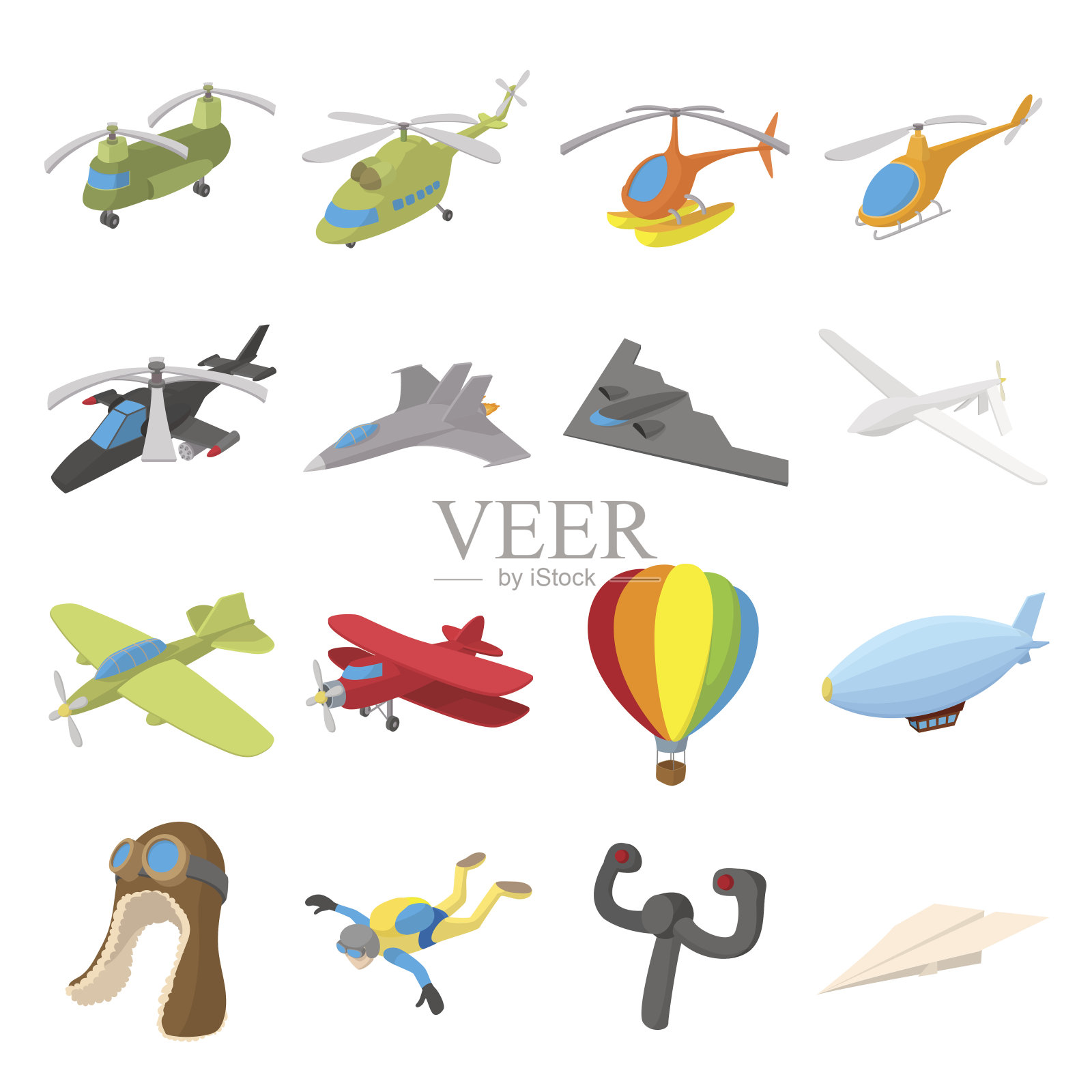 航空图标设置插画图片素材