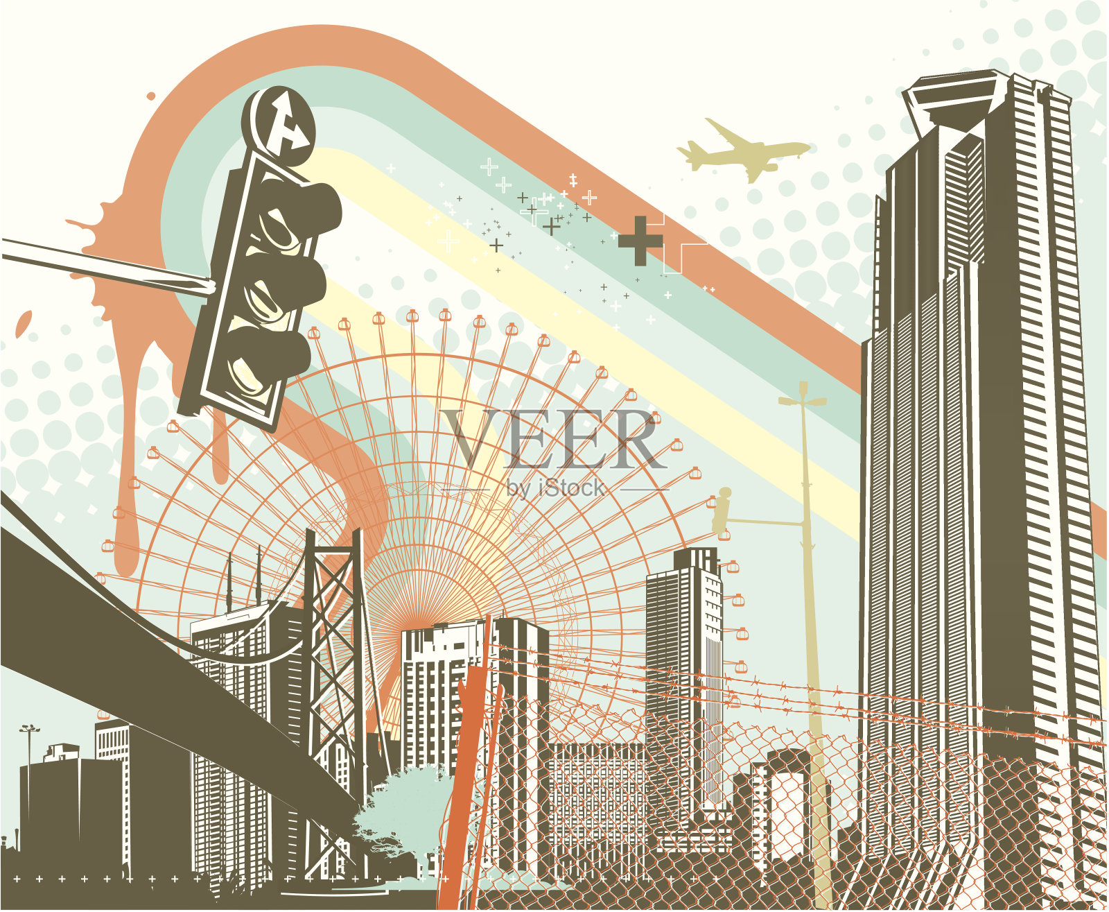 城市背景插画图片素材