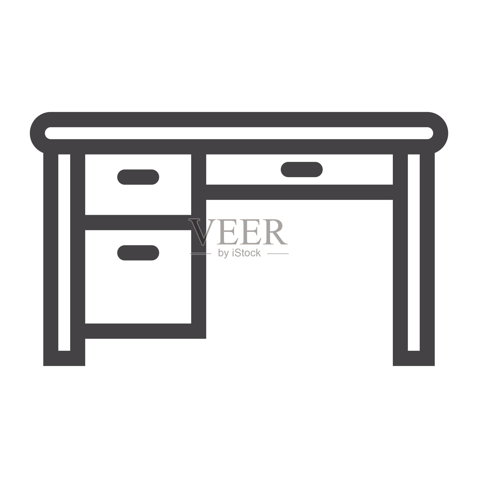 桌子线图标，家具和室内设计元素图片