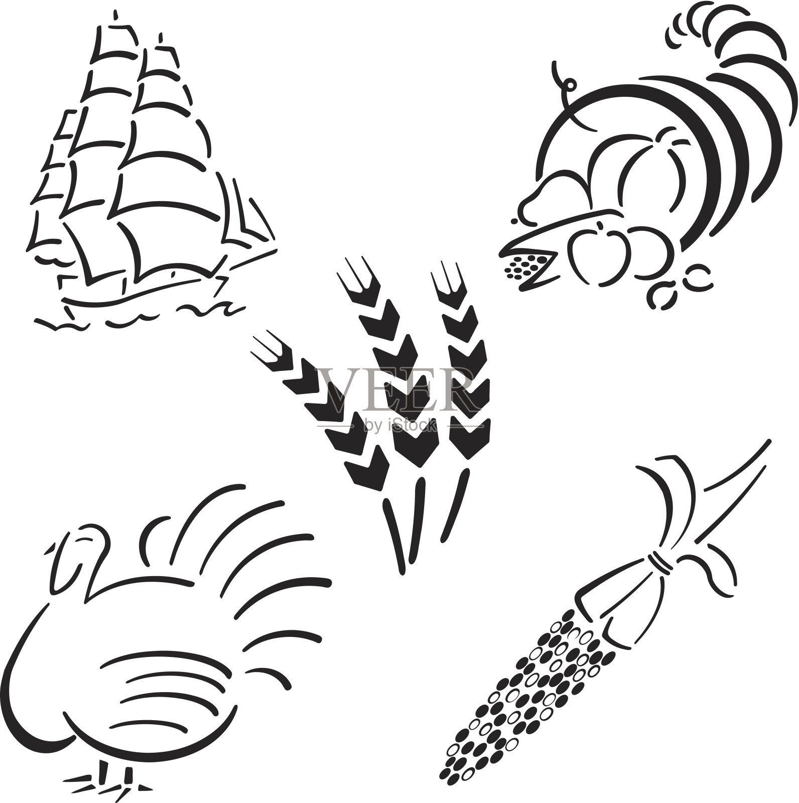 感恩节的设计元素插画图片素材