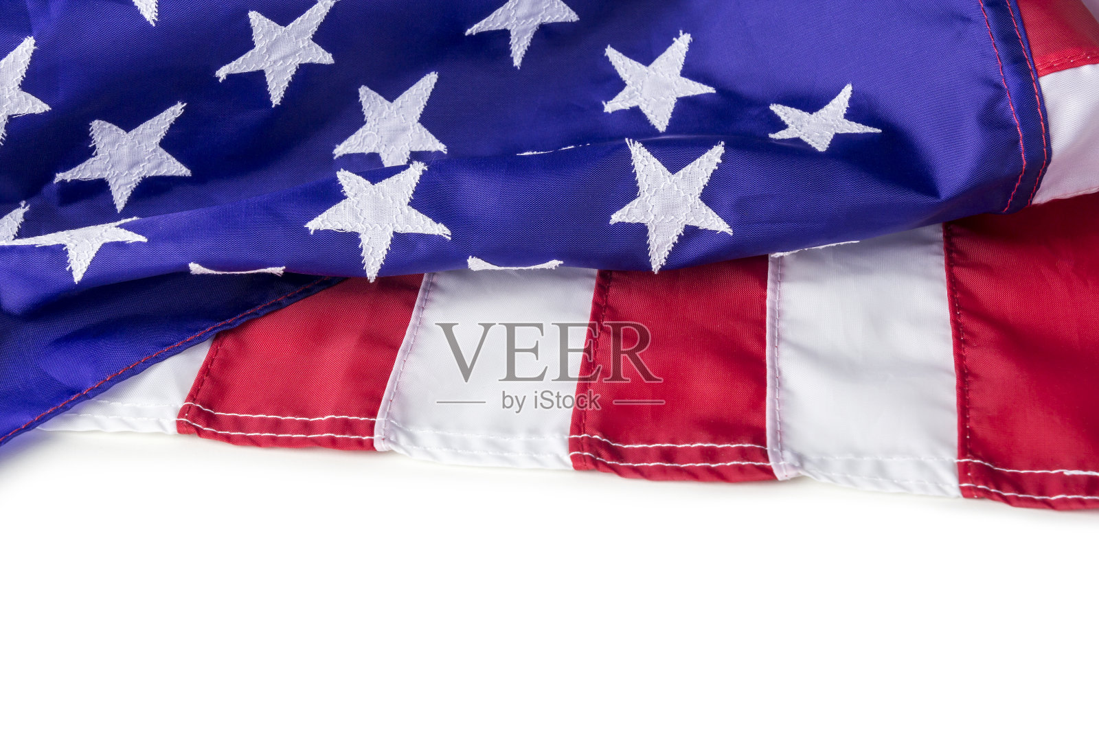 美国国旗孤立在白色背景和复制空间照片摄影图片