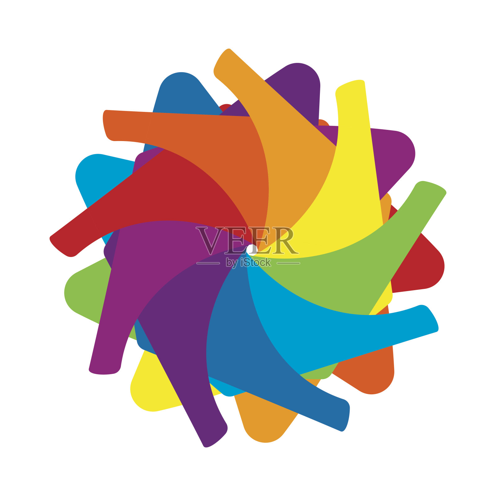 彩色抽象圆形图标，卡通风格插画图片素材