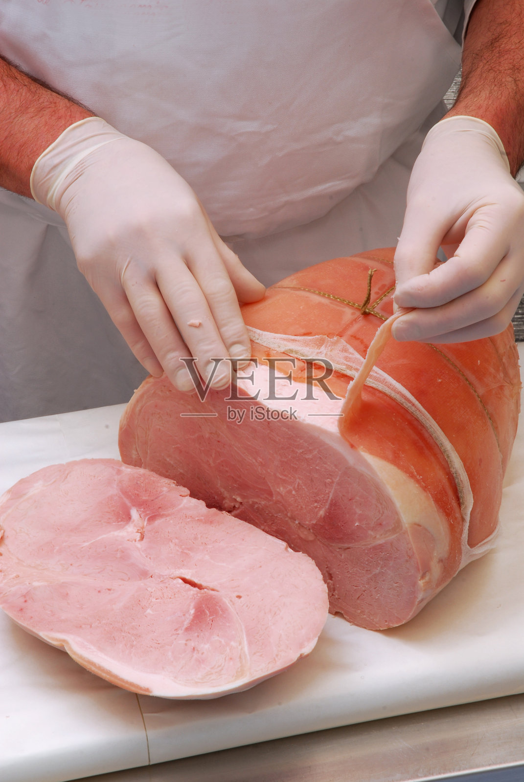 新鲜火腿。照片摄影图片