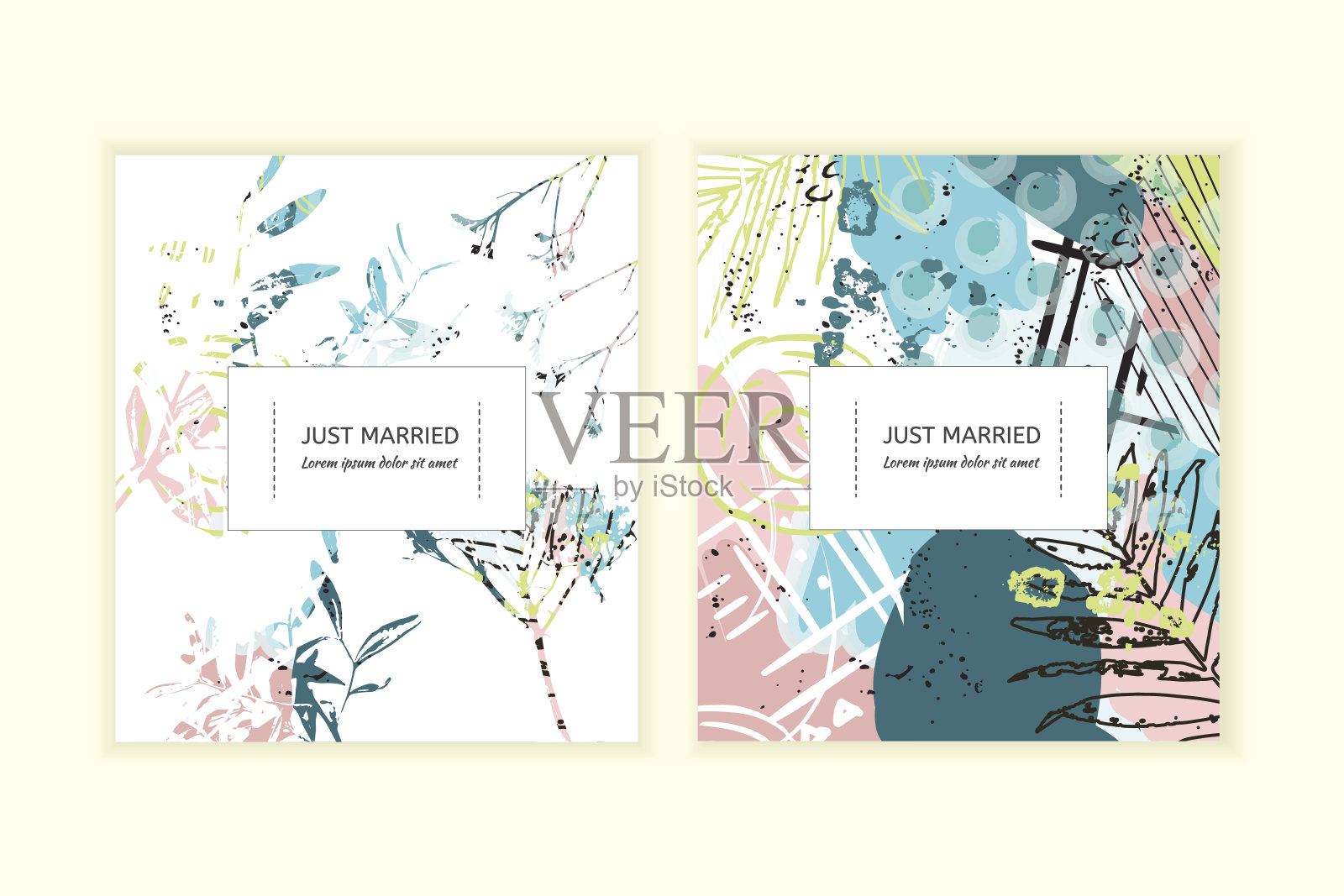 婚礼邀请卡插画图片素材