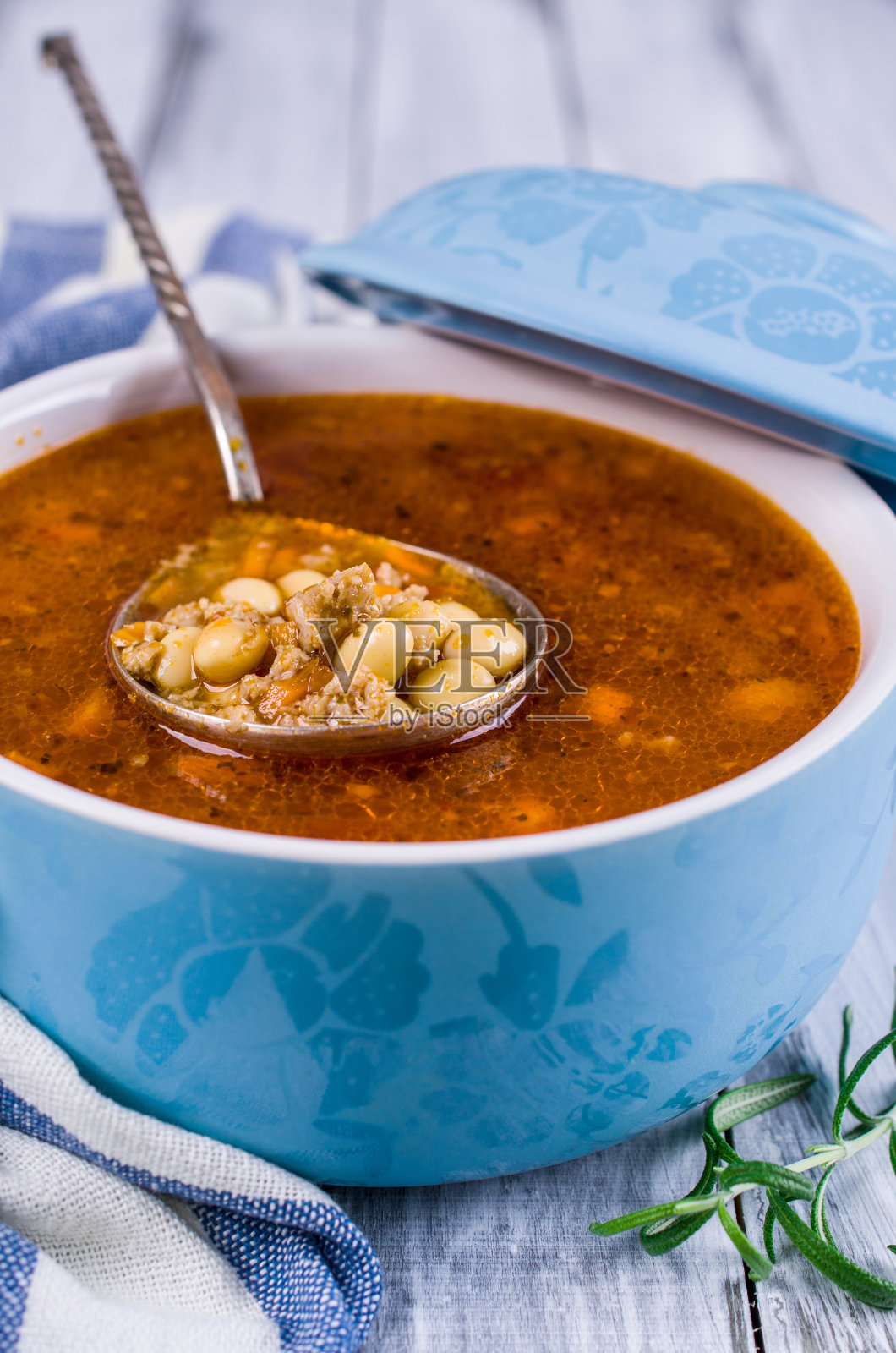 豆子肉汤照片摄影图片