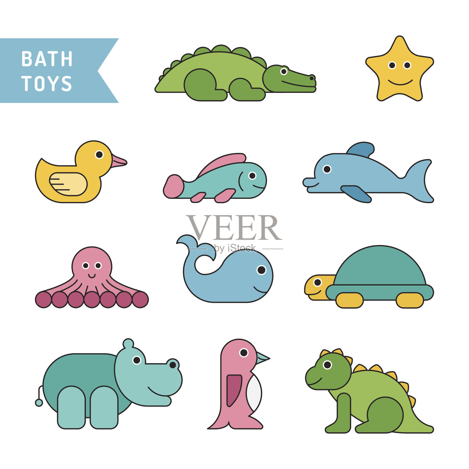 婴儿沐浴玩具插画图片素材