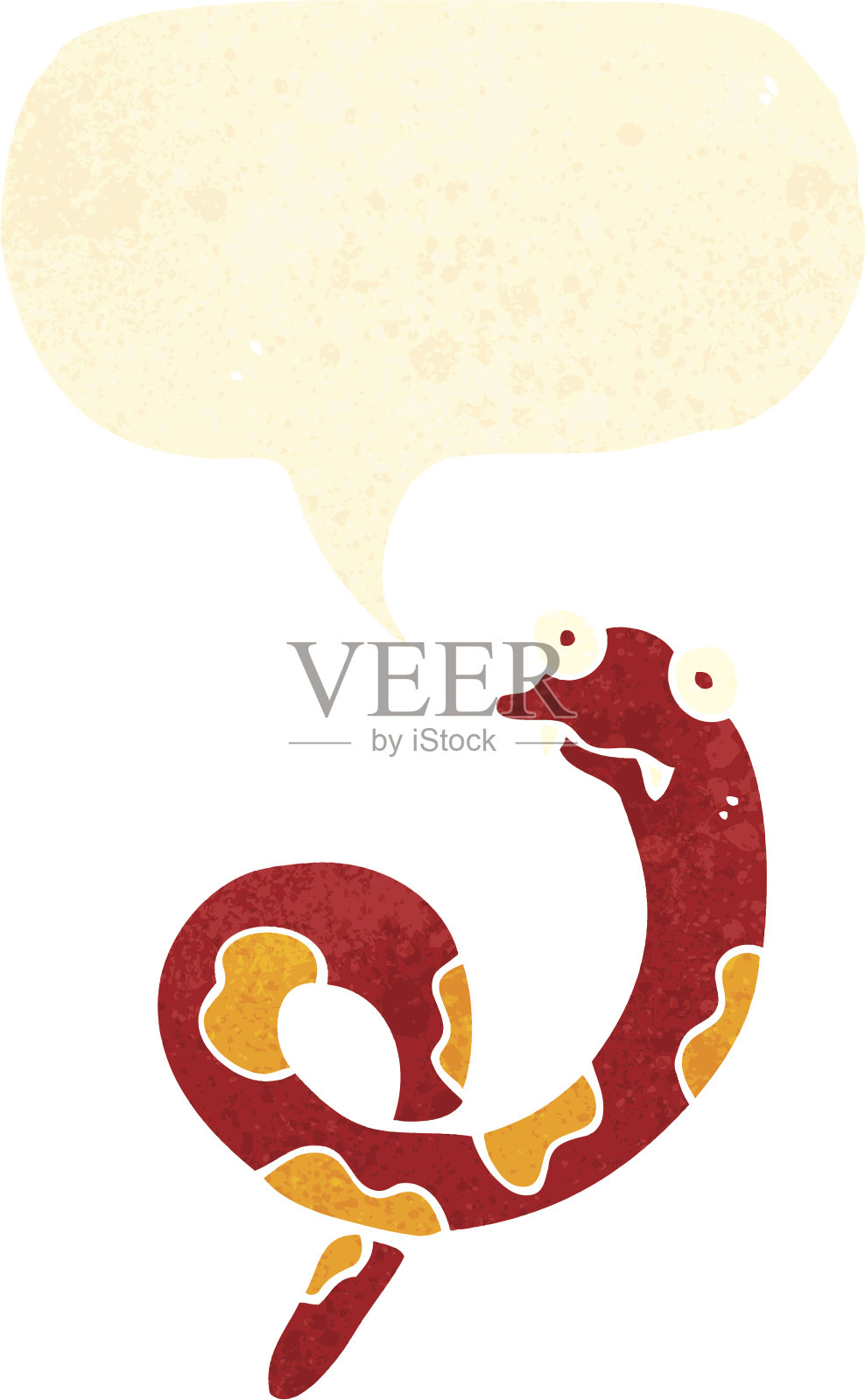 带有语音泡泡的复古卡通蛇设计元素图片