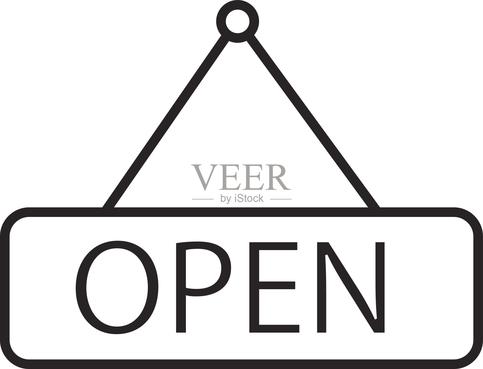 开门悬挂门牌插画图片素材