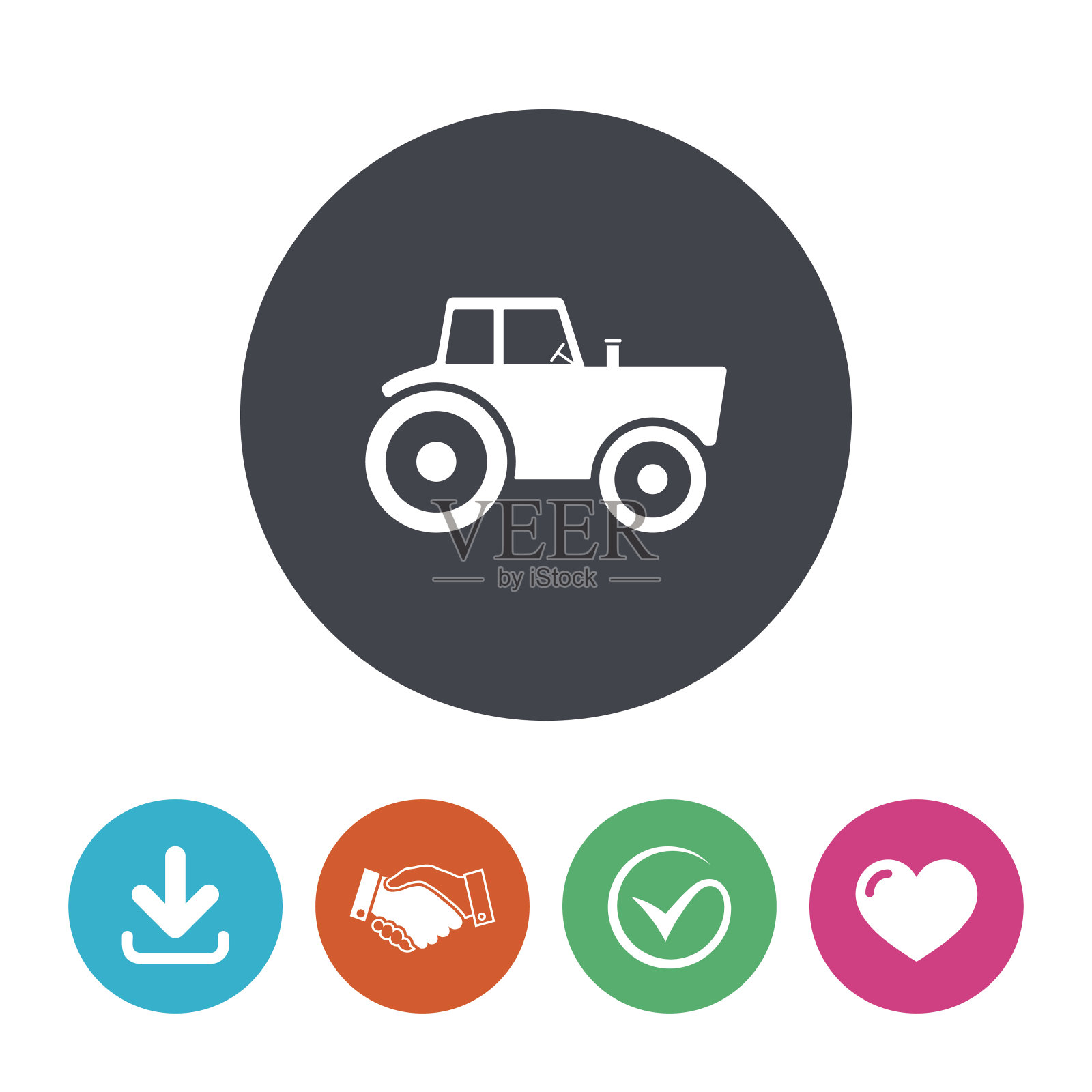 拖拉机的信号图标。农业产业的象征插画图片素材