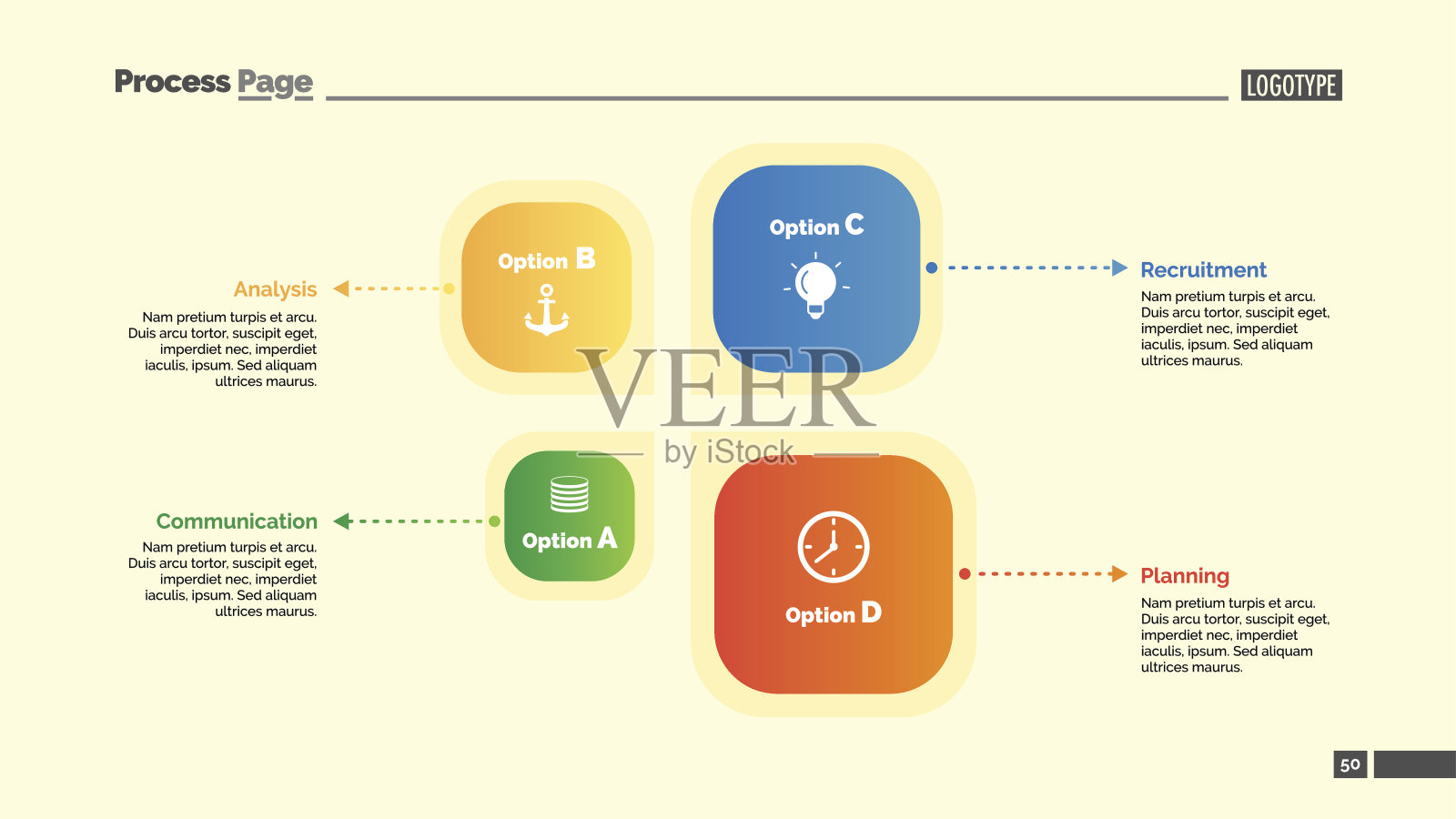 四元素幻灯片模板插画图片素材